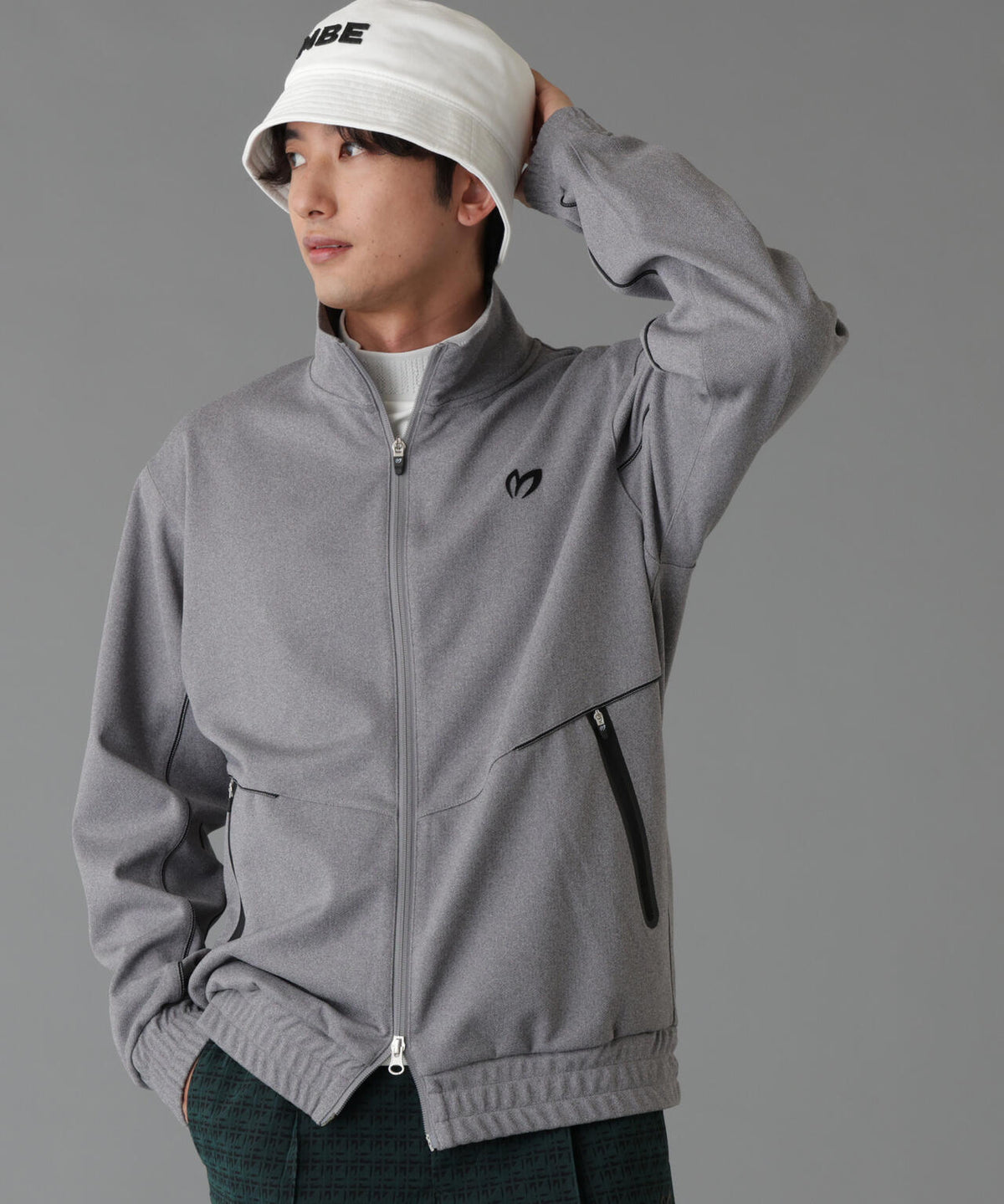 ウールライク接結へリンボンスタンドブルゾン (MENS)