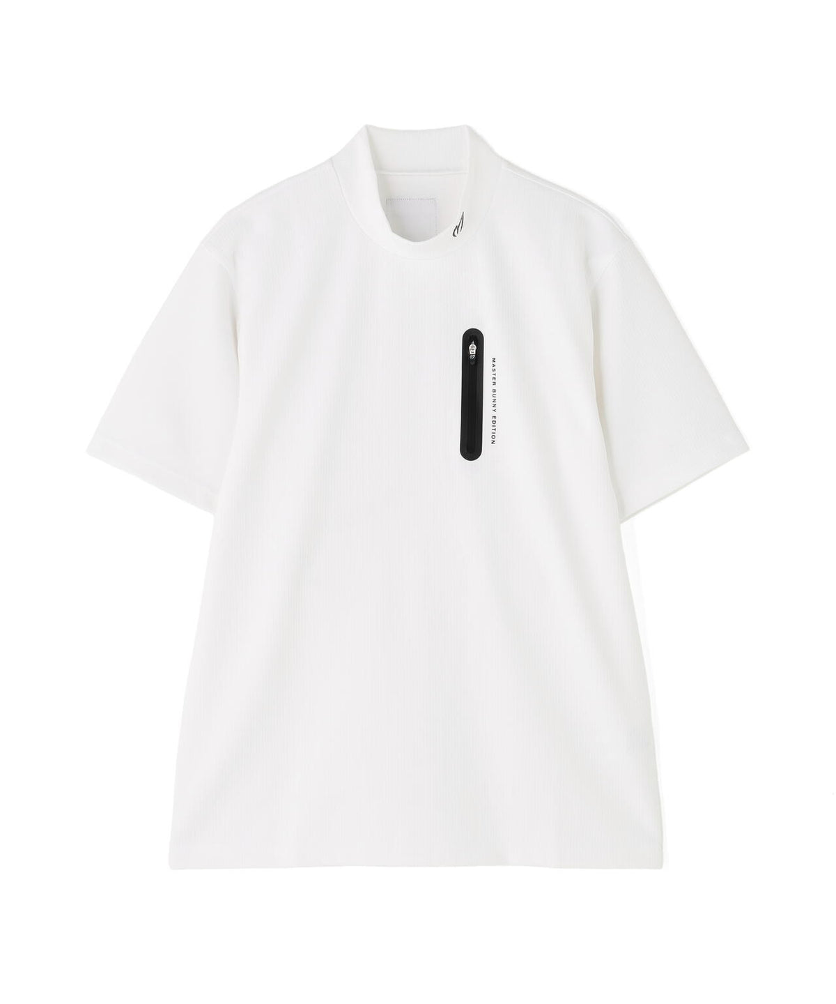 へリンボンストライプ半袖モックネックシャツ (MENS)