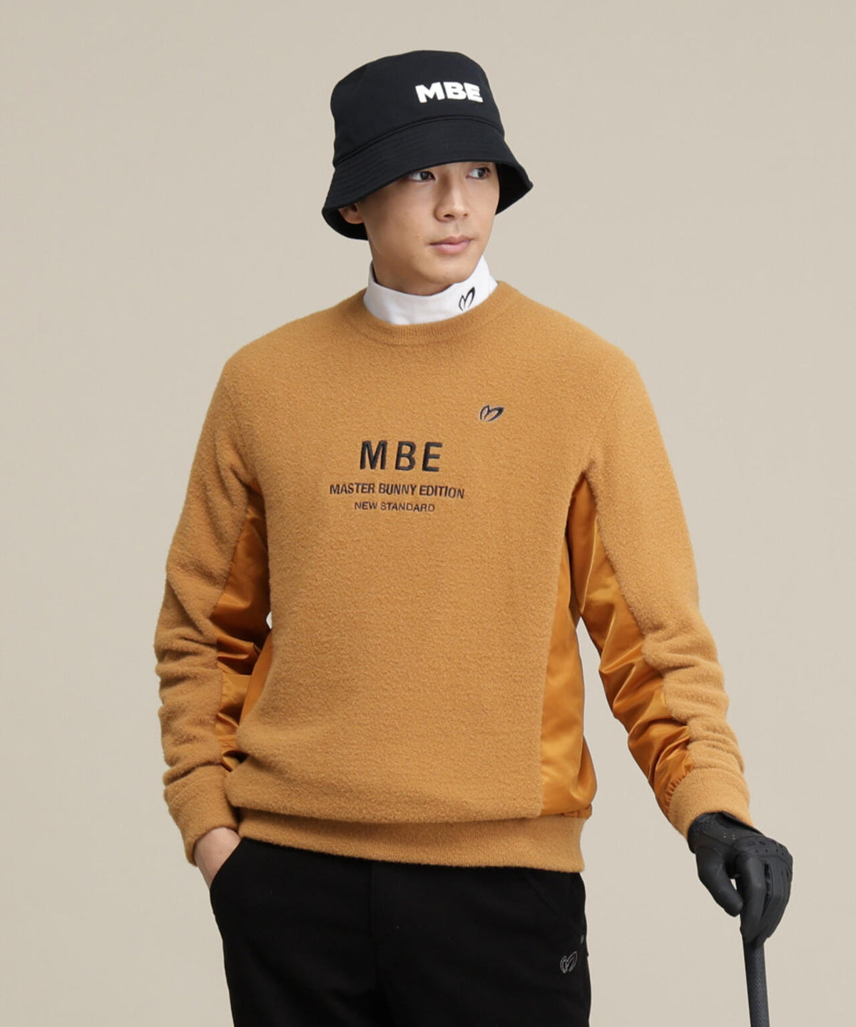 ナイロンフェザーニットクルーネックプルオーバー (MENS)