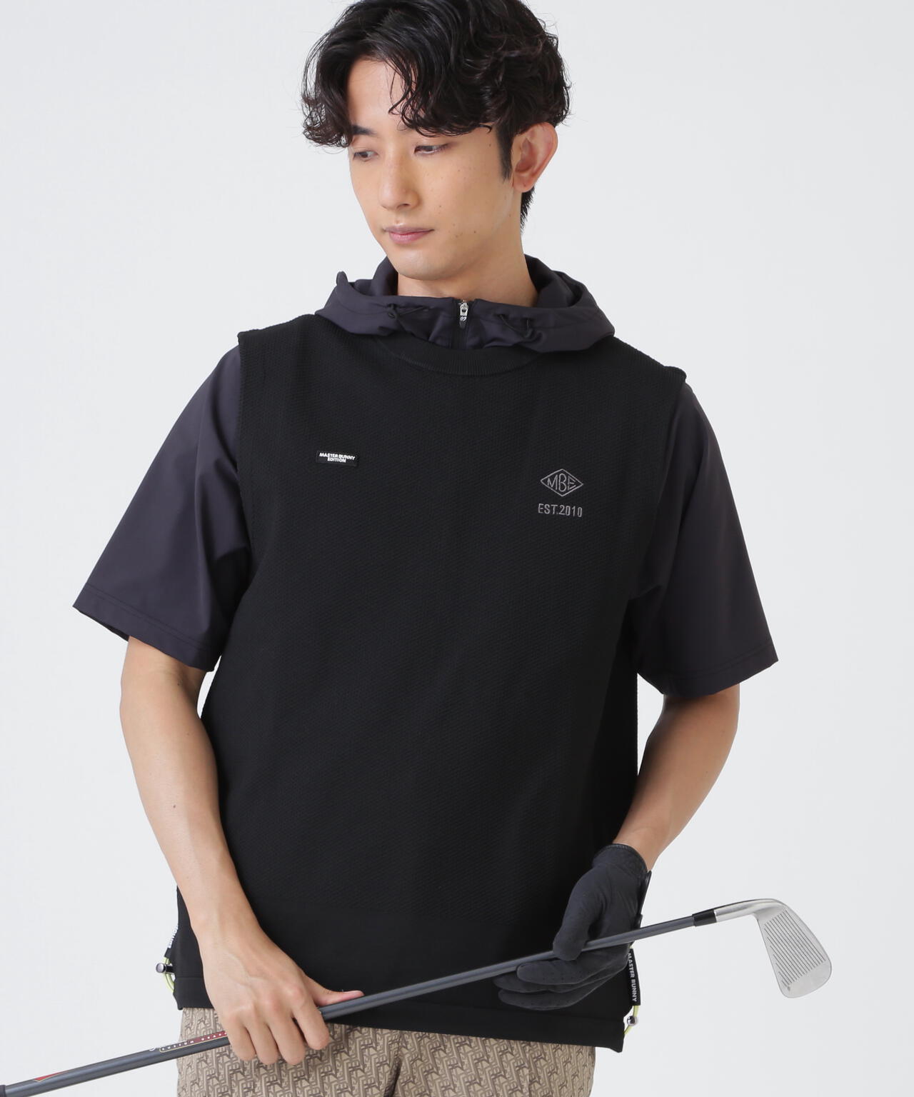 鹿の子編みクルーネックニットベスト (MENS)