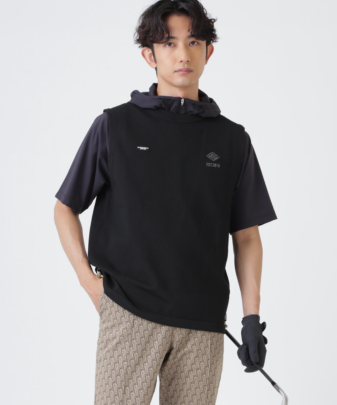 鹿の子編みクルーネックニットベスト (MENS)