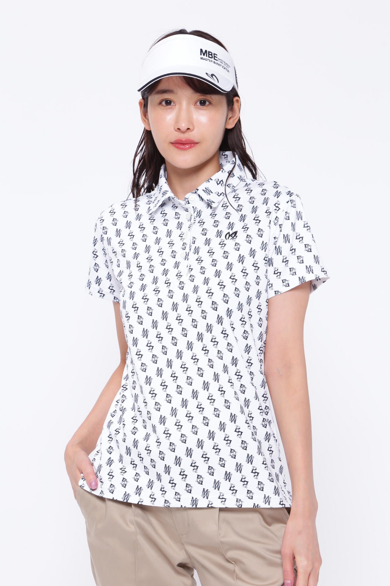 ポリエステルドビー 半袖ポロシャツ <MBEバイヤス柄プリント>