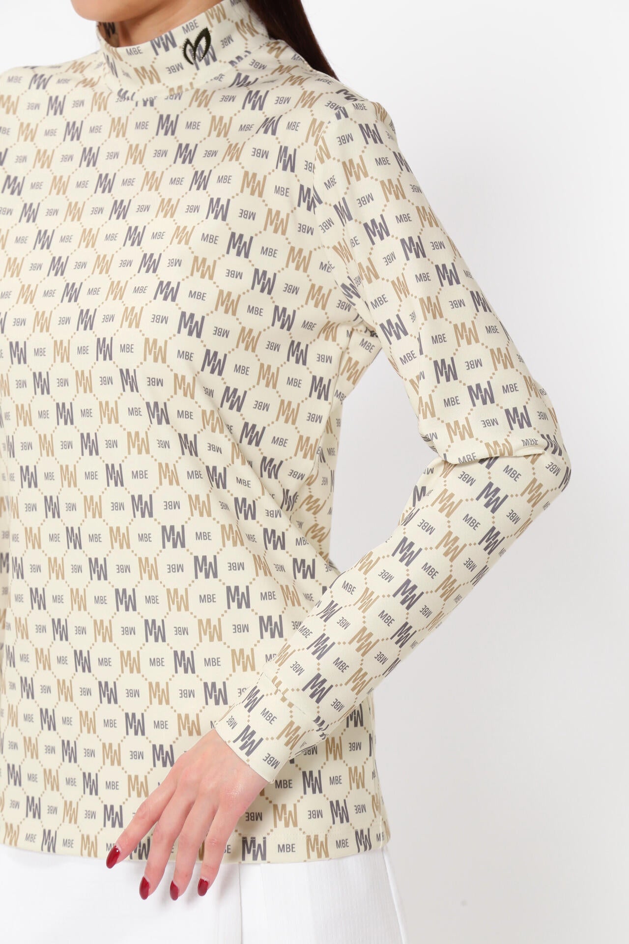 スムース裏起毛 ハイネックカットソープルオーバー <MBEバイアスロゴ/モノグラム柄>