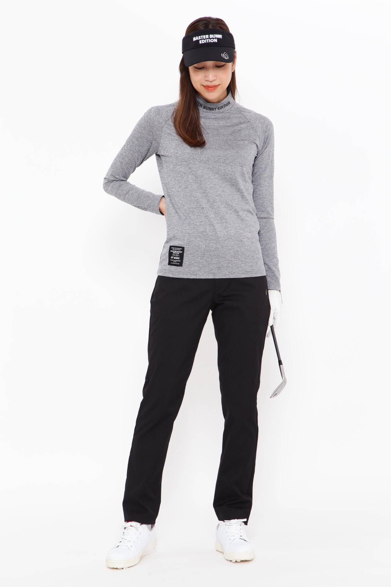 COOL CORE ヘザーバーズアイメッシュ 長袖ハイネックカットソー