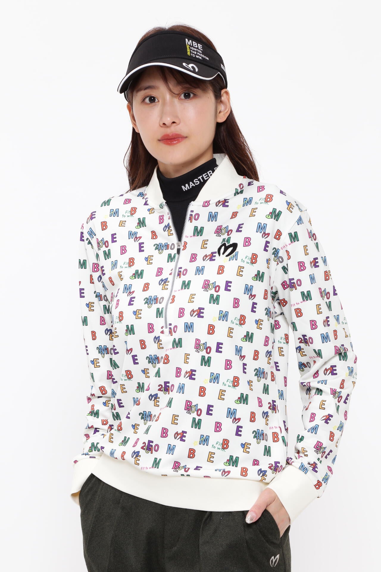 4WAYトリコット マルチカラーMBEプリント ハーフジップカットソー