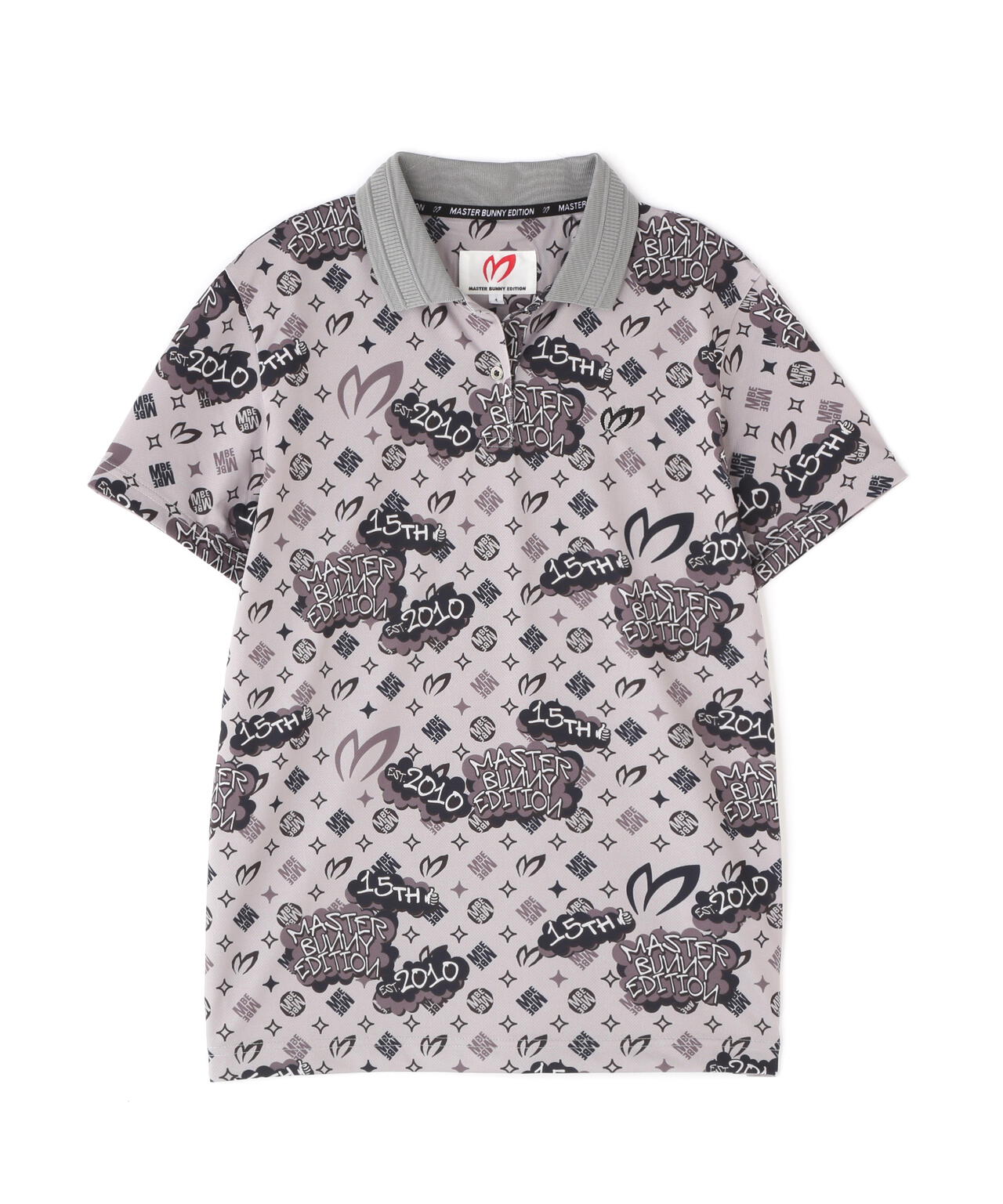 ストレッチメッシュふきだしプリント半袖ポロシャツ