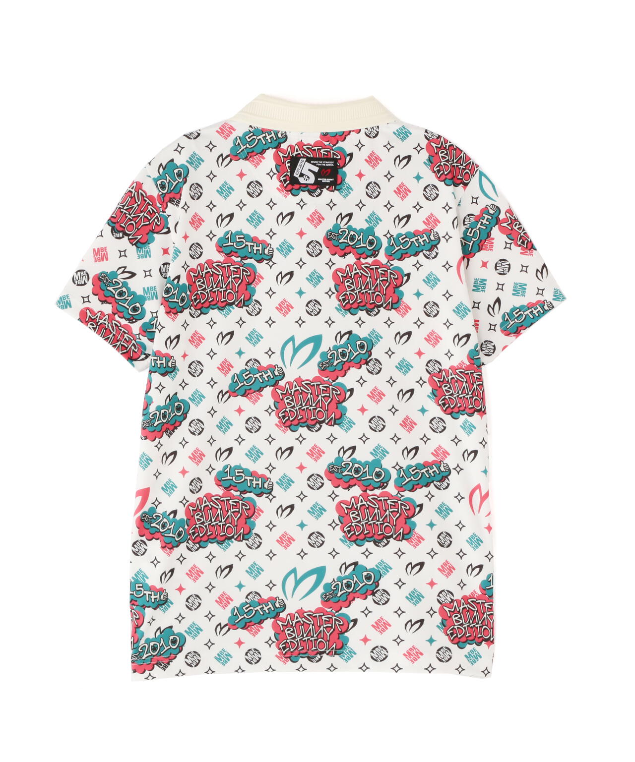 ストレッチメッシュふきだしプリント半袖ポロシャツ