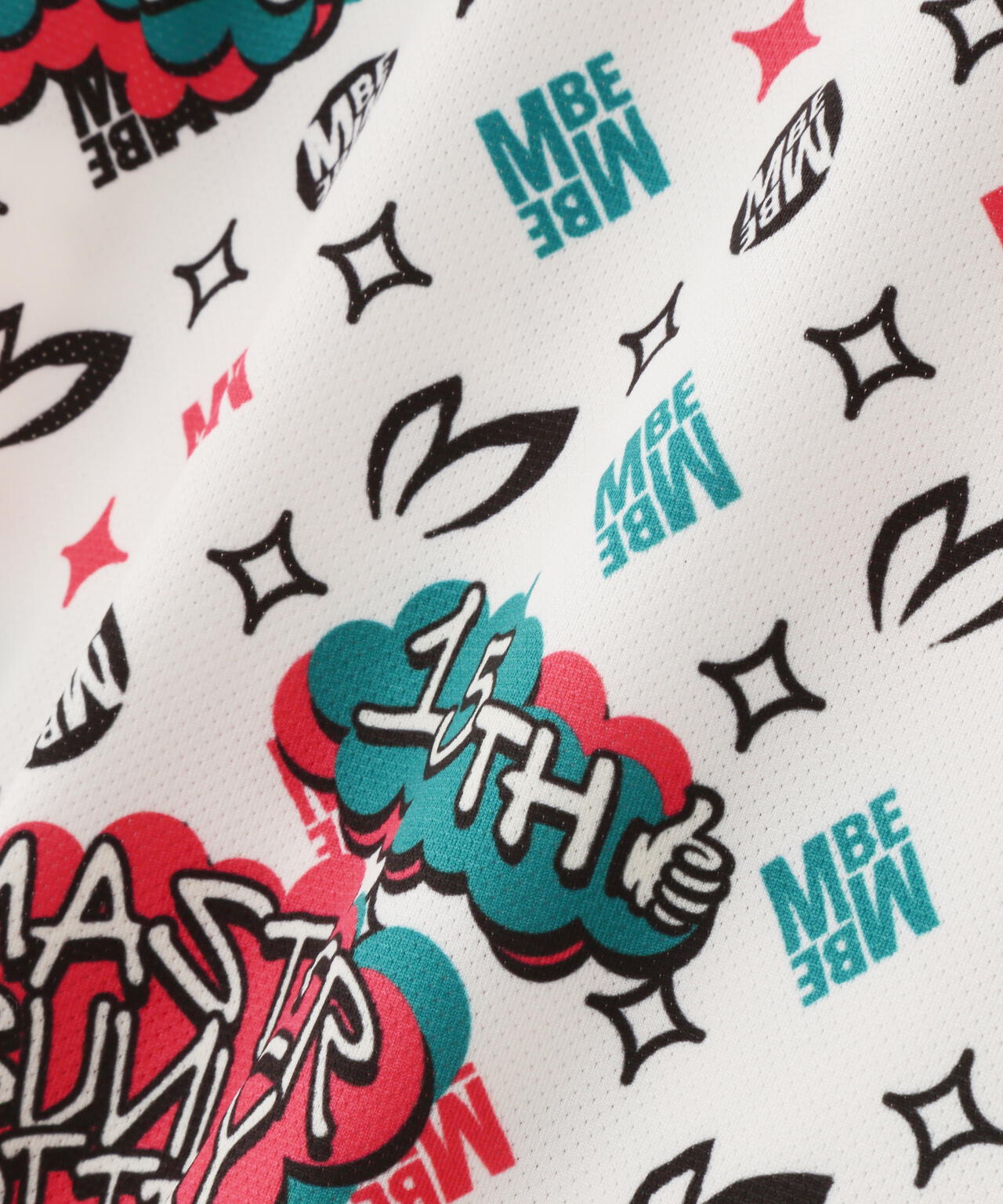 ストレッチメッシュふきだしプリント半袖ポロシャツ