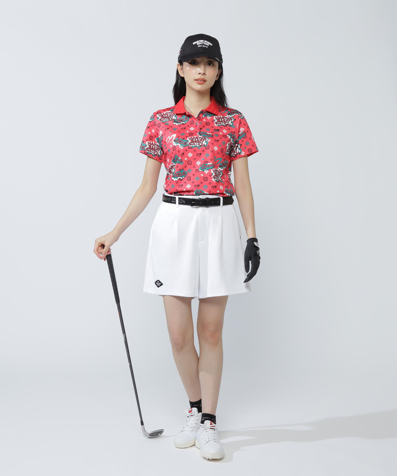 ストレッチメッシュふきだしプリント半袖ポロシャツ