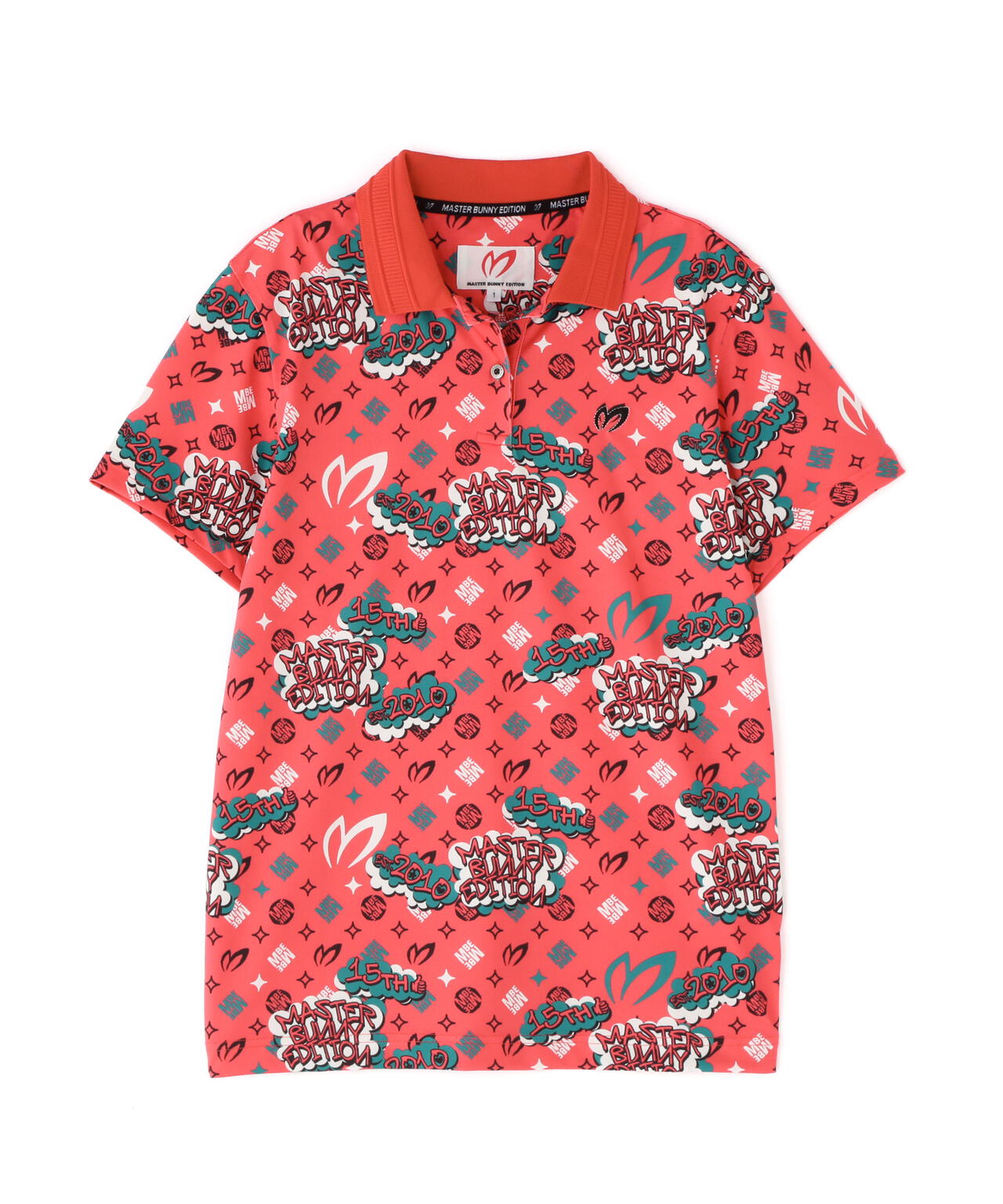 ストレッチメッシュふきだしプリント半袖ポロシャツ