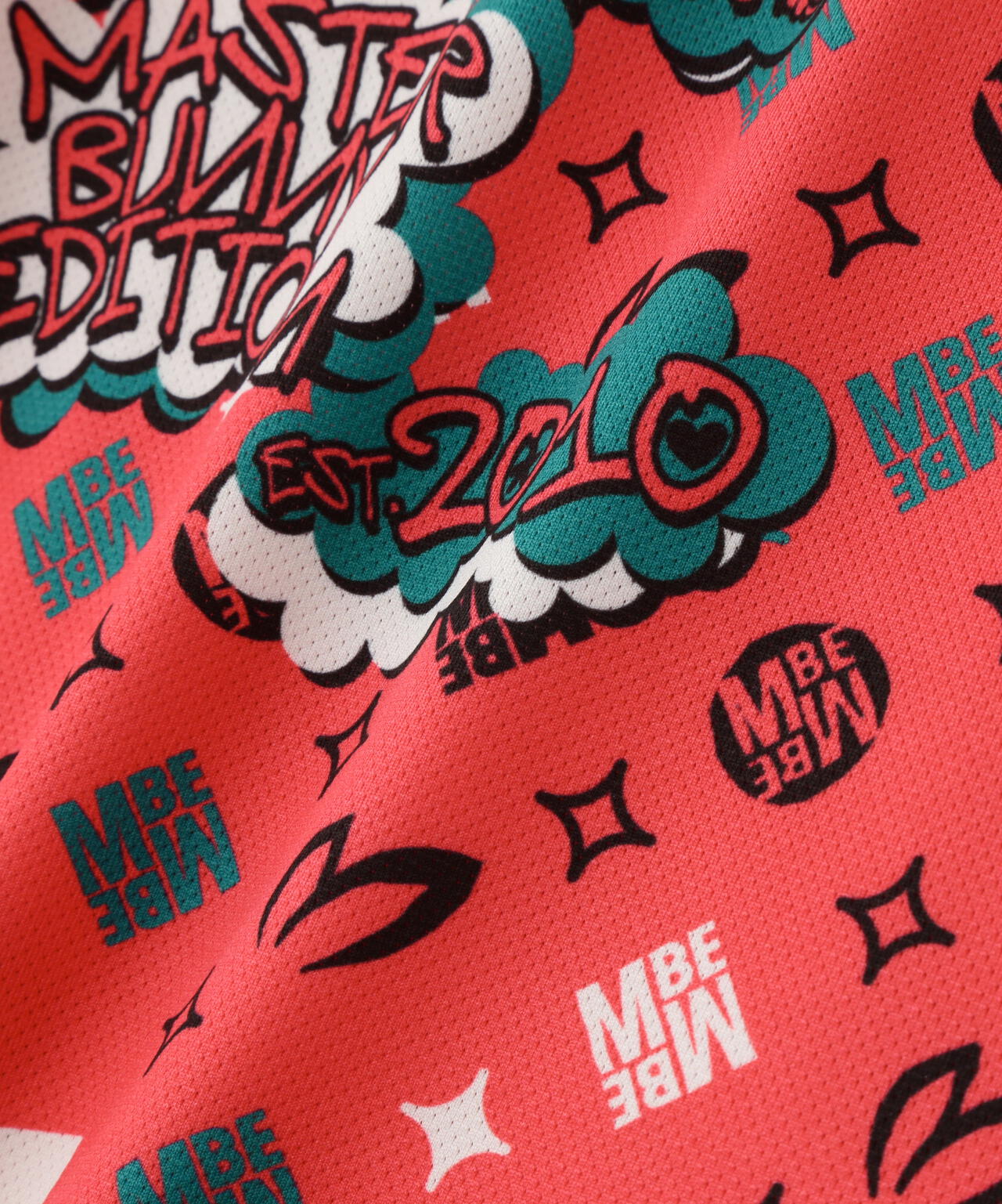 ストレッチメッシュふきだしプリント半袖ポロシャツ