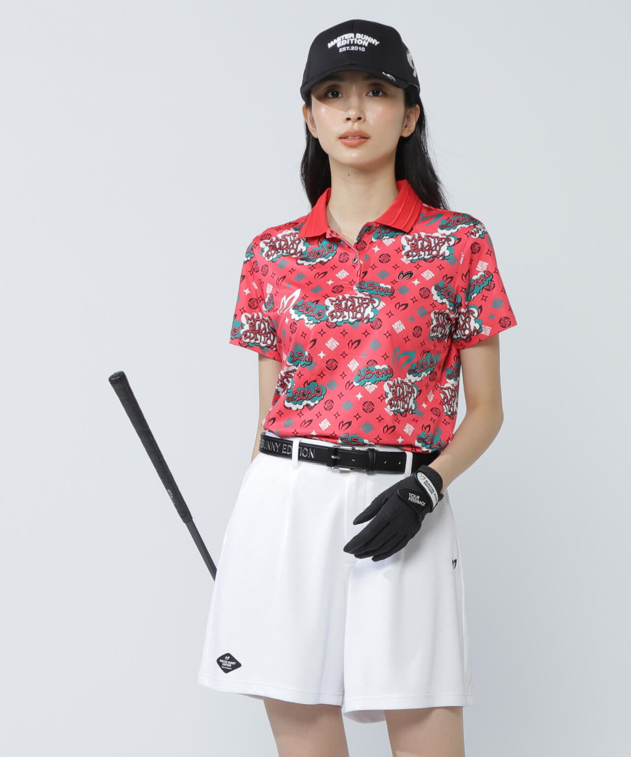 ストレッチメッシュふきだしプリント半袖ポロシャツ