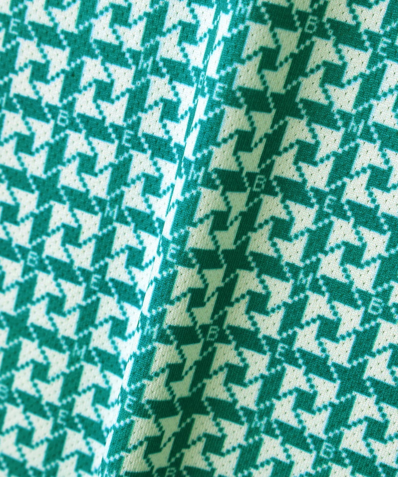 4WAYトリコット千鳥プリント半袖ポロシャツ