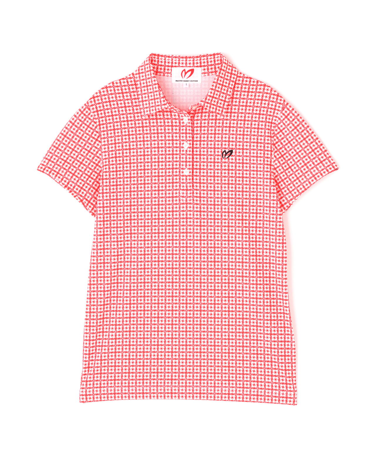 4WAYトリコット千鳥プリント半袖ポロシャツ