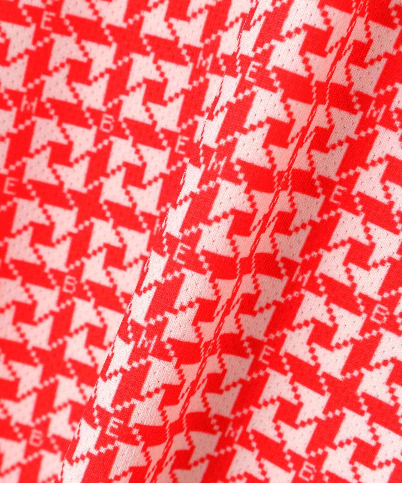 4WAYトリコット千鳥プリント半袖ポロシャツ