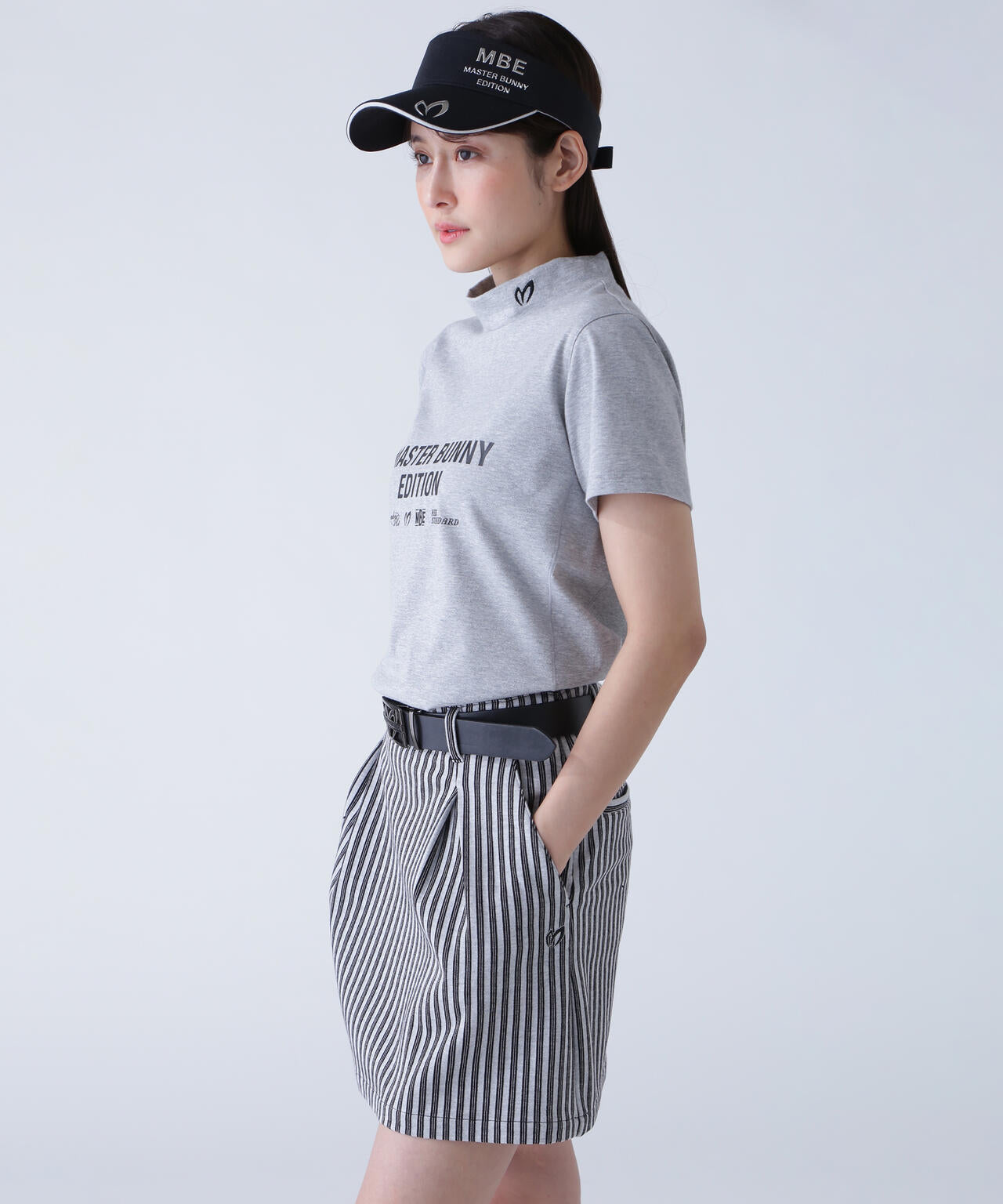 リバーシブルメッシュ半袖モックネックカットソー