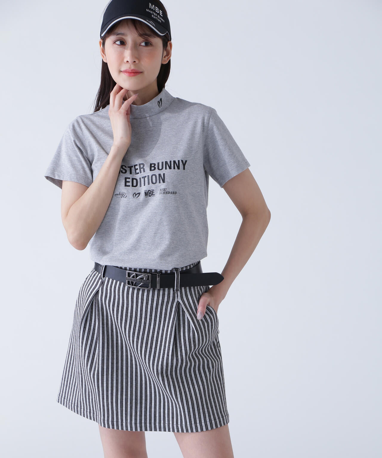 リバーシブルメッシュ半袖モックネックカットソー