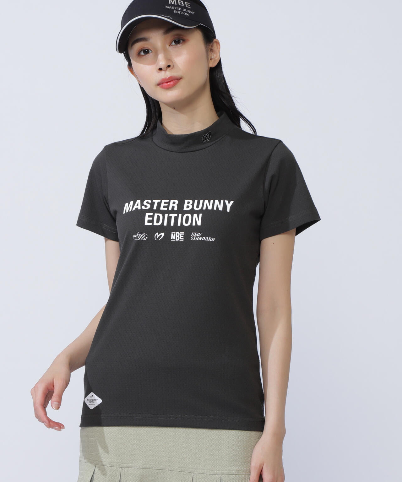 リバーシブルメッシュ半袖モックネックカットソー