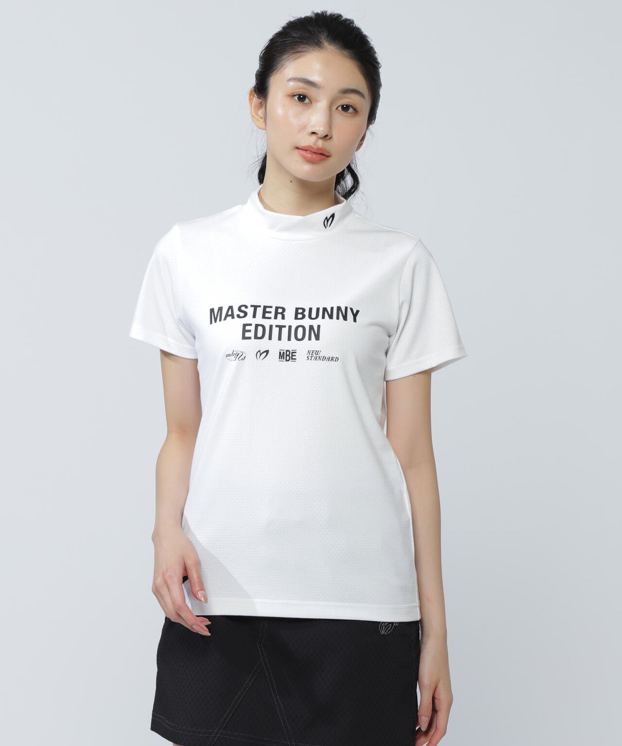 リバーシブルメッシュ半袖モックネックカットソー
