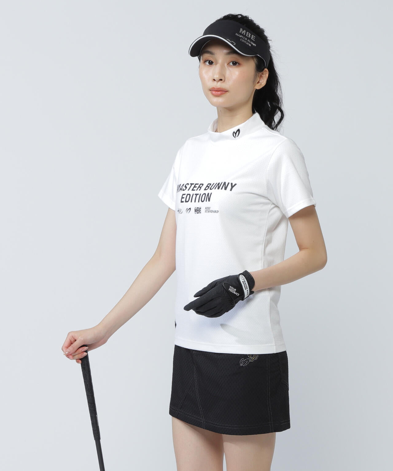 リバーシブルメッシュ半袖モックネックカットソー