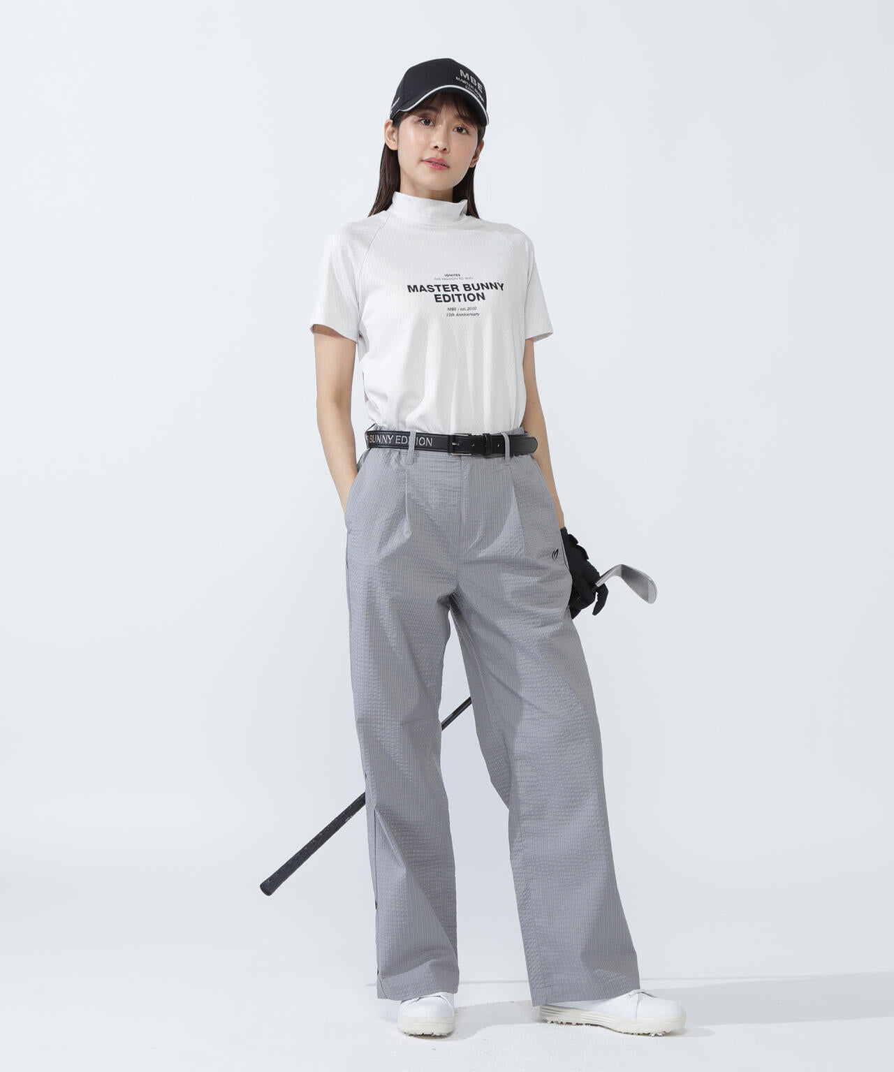 ダイヤベアジャガード半袖モックネックカットソー