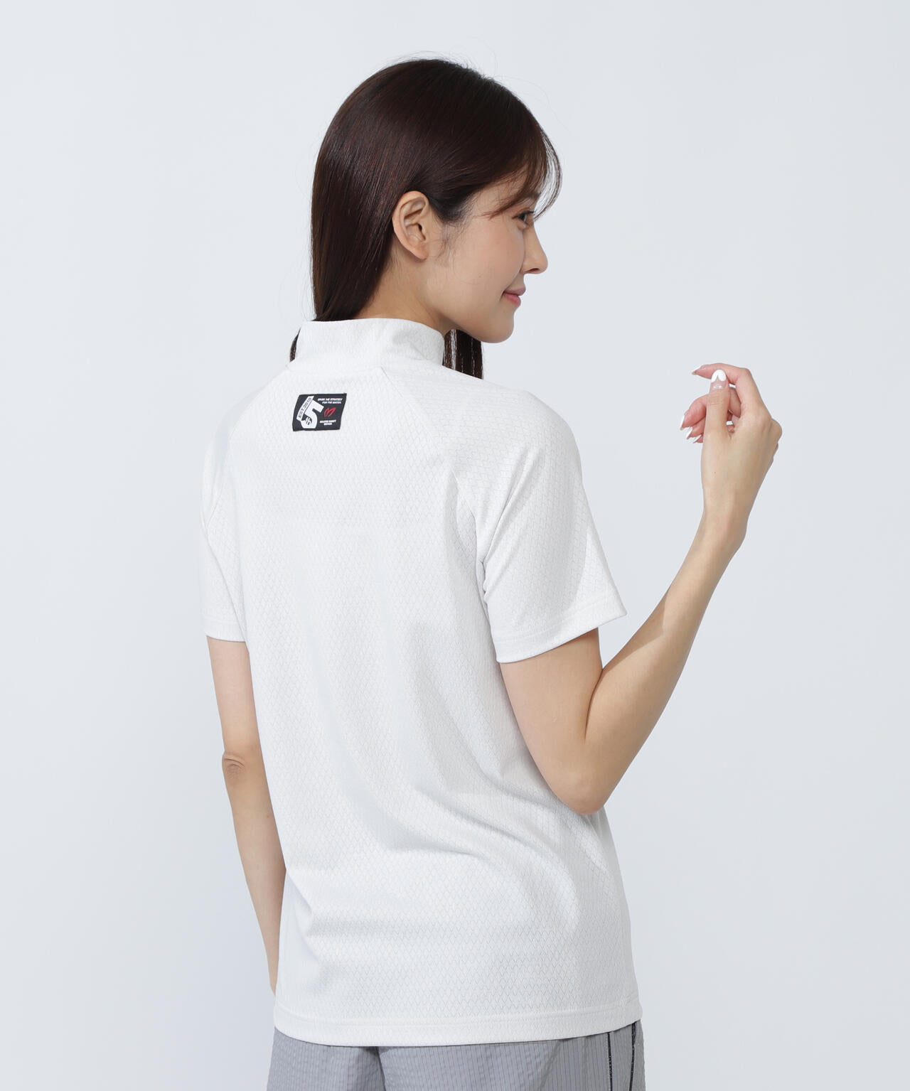 ダイヤベアジャガード半袖モックネックカットソー