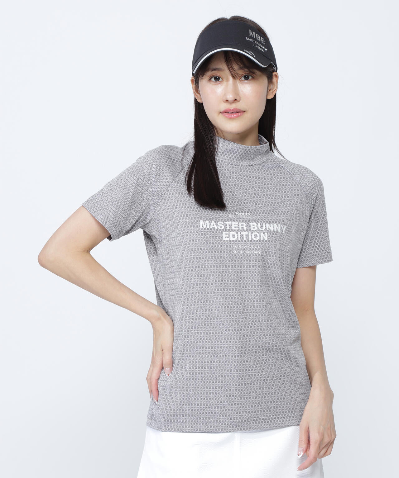 ダイヤベアジャガード半袖モックネックカットソー