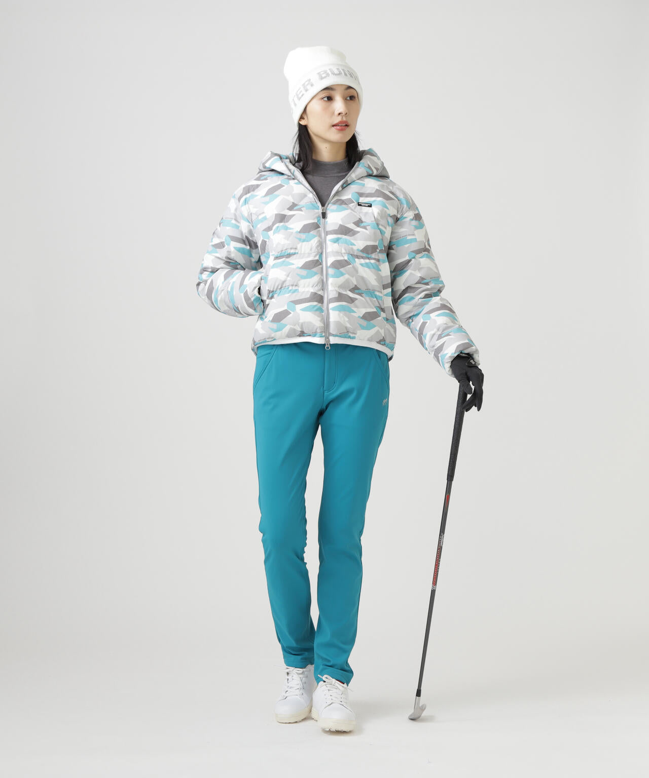 迷彩プリントフーディブルゾン