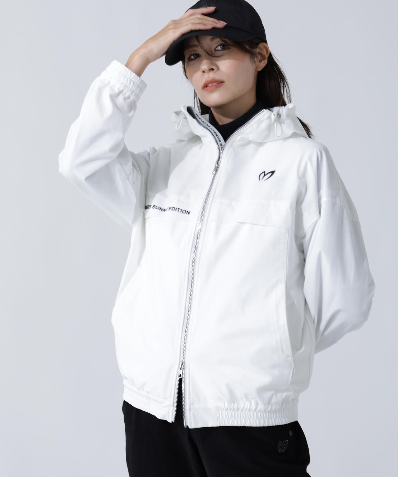 ストレッチリップストップ×高密度ツイル レイヤードフーディブルゾン