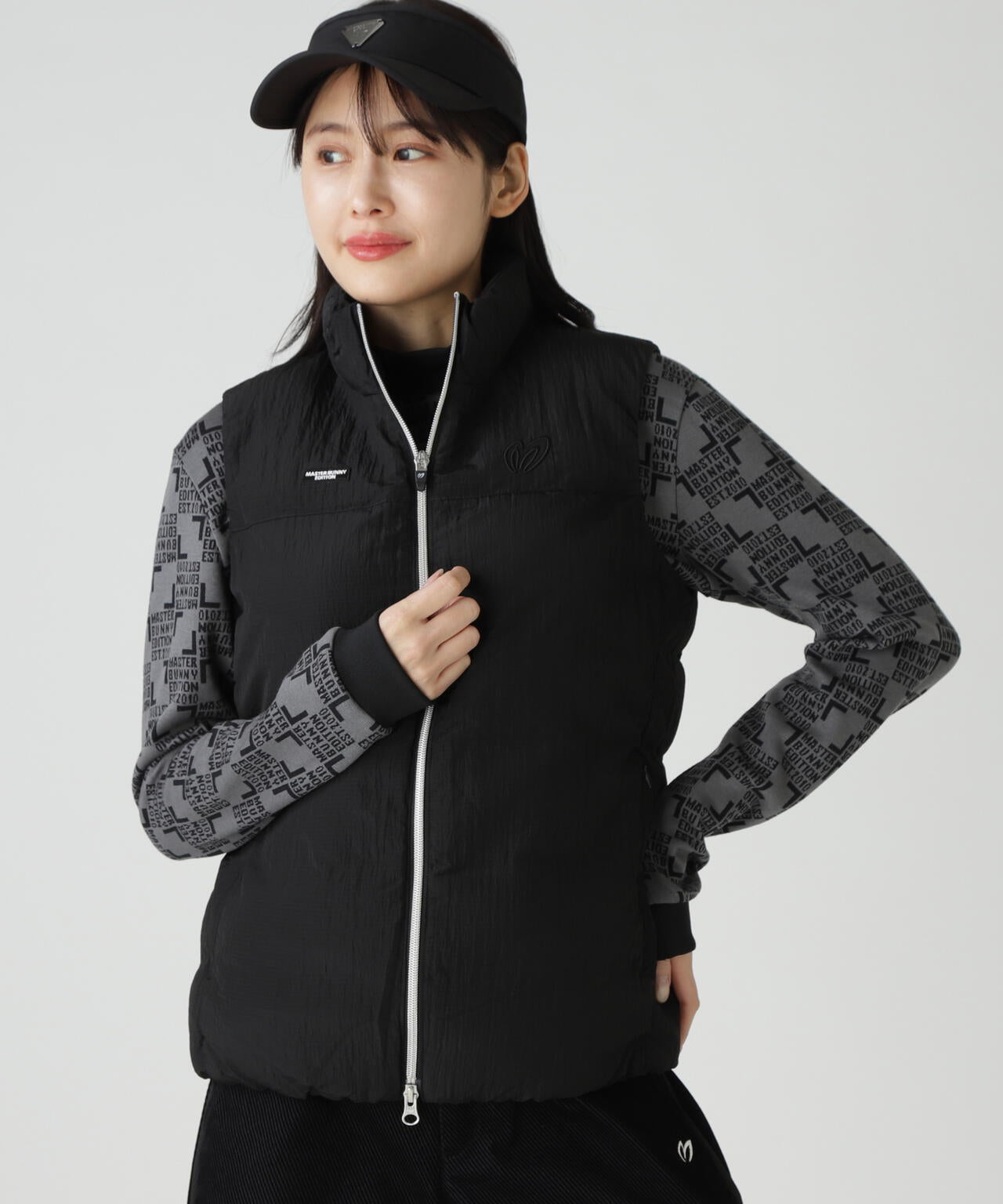 ナイロンリップ中綿フルジップベスト