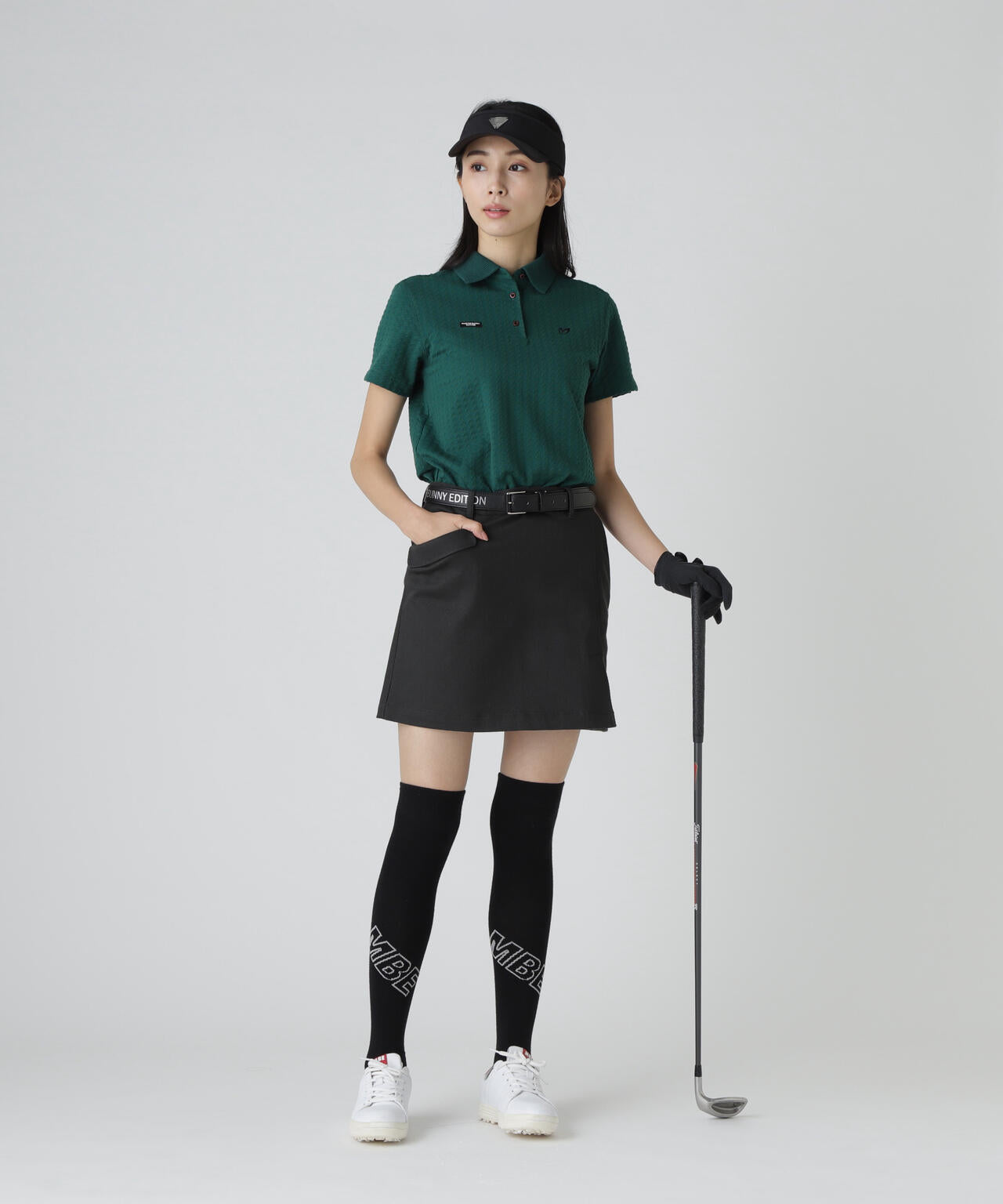 【上田桃子プロコラボカラーあり】千鳥凹凸ジャガード半袖ポロシャツ
