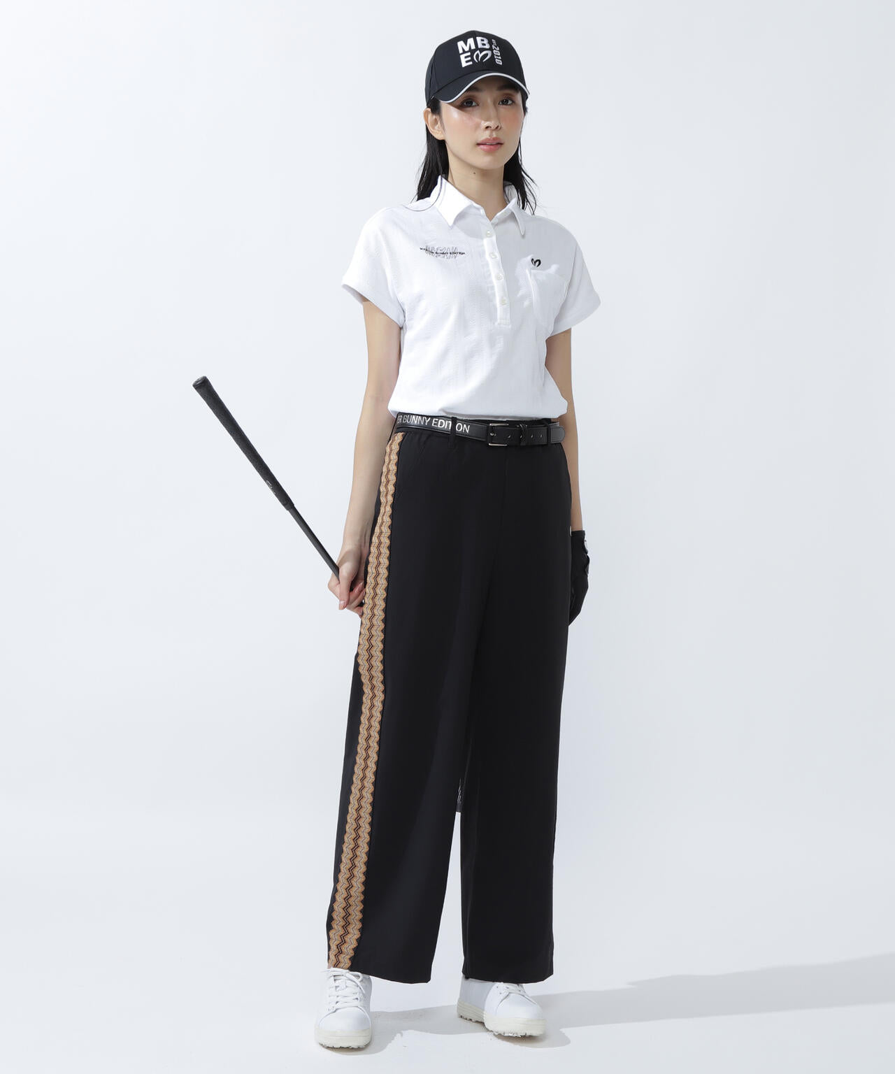 エコペットストレッチタックジャガードフレンチスリーブポロシャツ