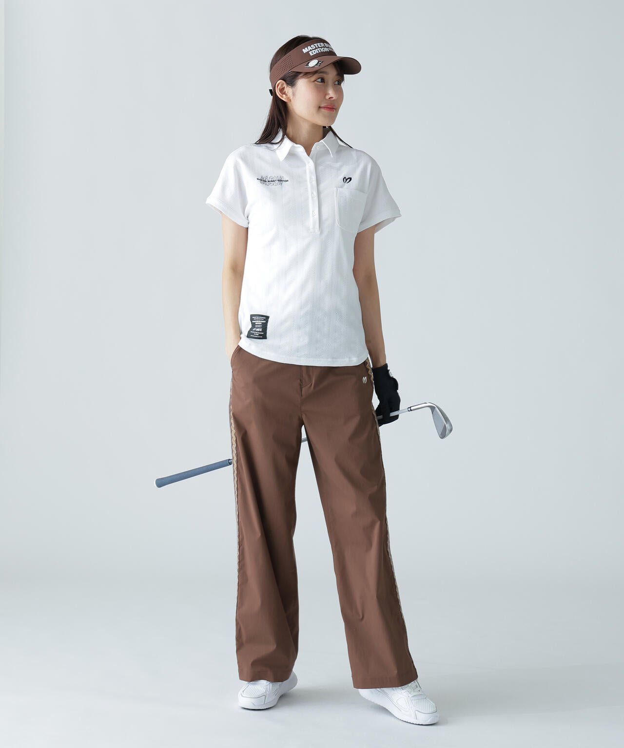 エコペットストレッチタックジャガードフレンチスリーブポロシャツ