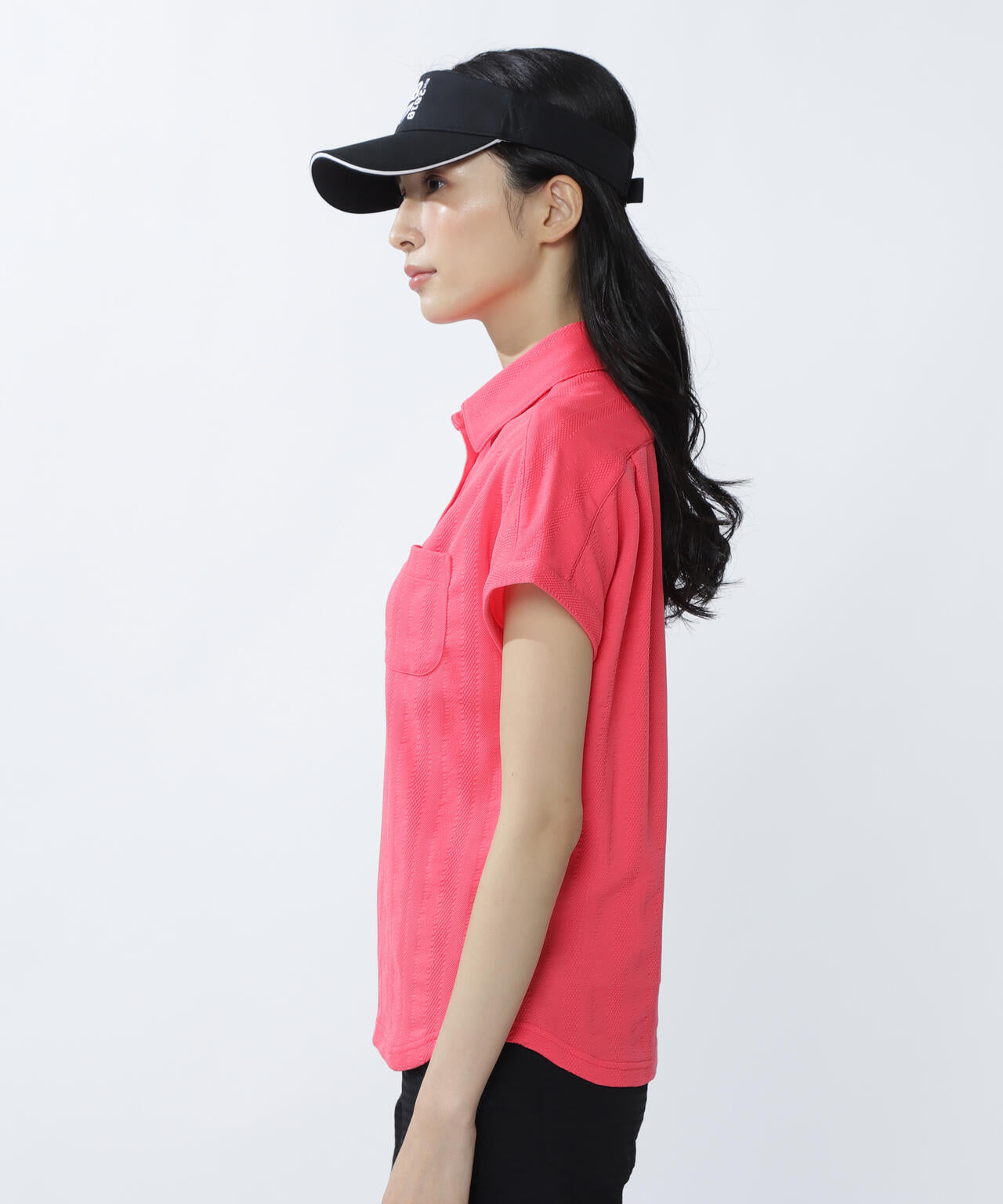 エコペットストレッチタックジャガードフレンチスリーブポロシャツ