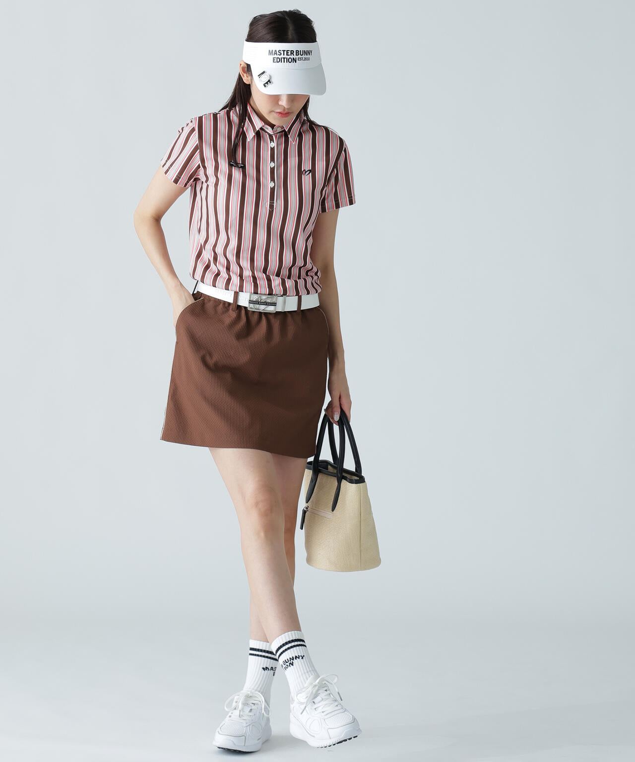 エアロクールピケマルチストライププリント半袖ポロシャツ