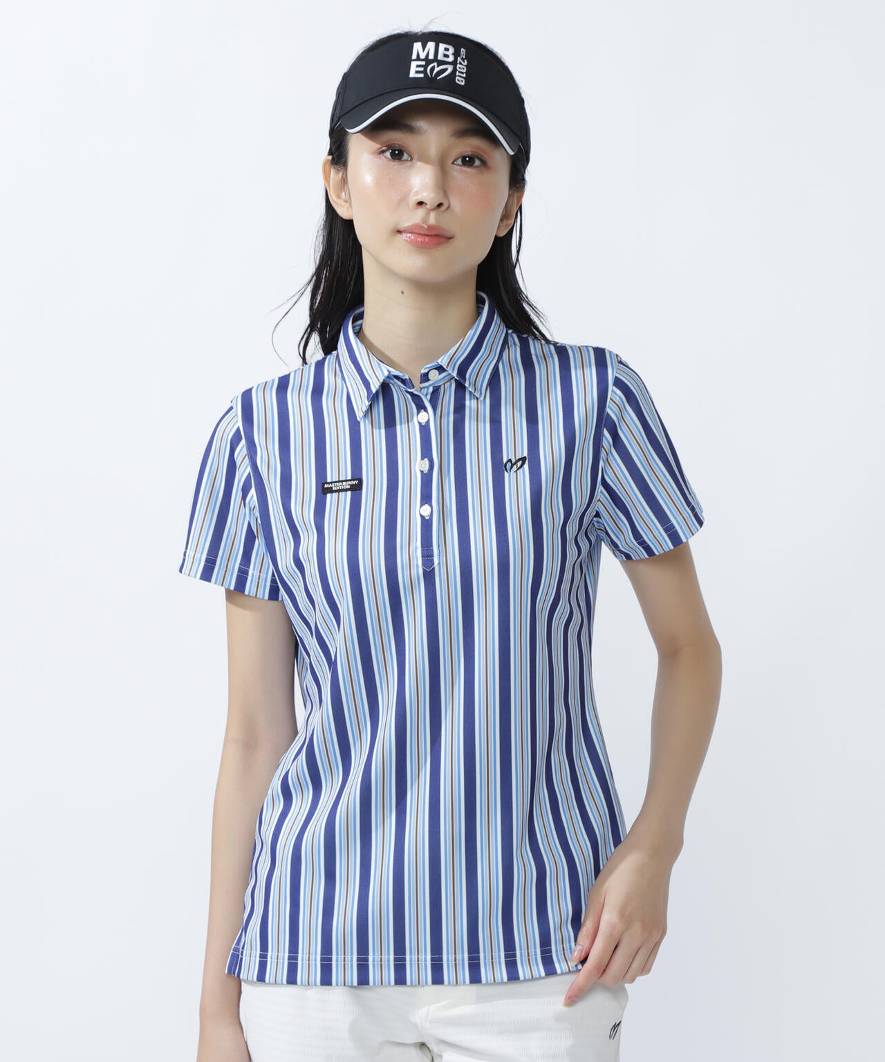 エアロクールピケマルチストライププリント半袖ポロシャツ