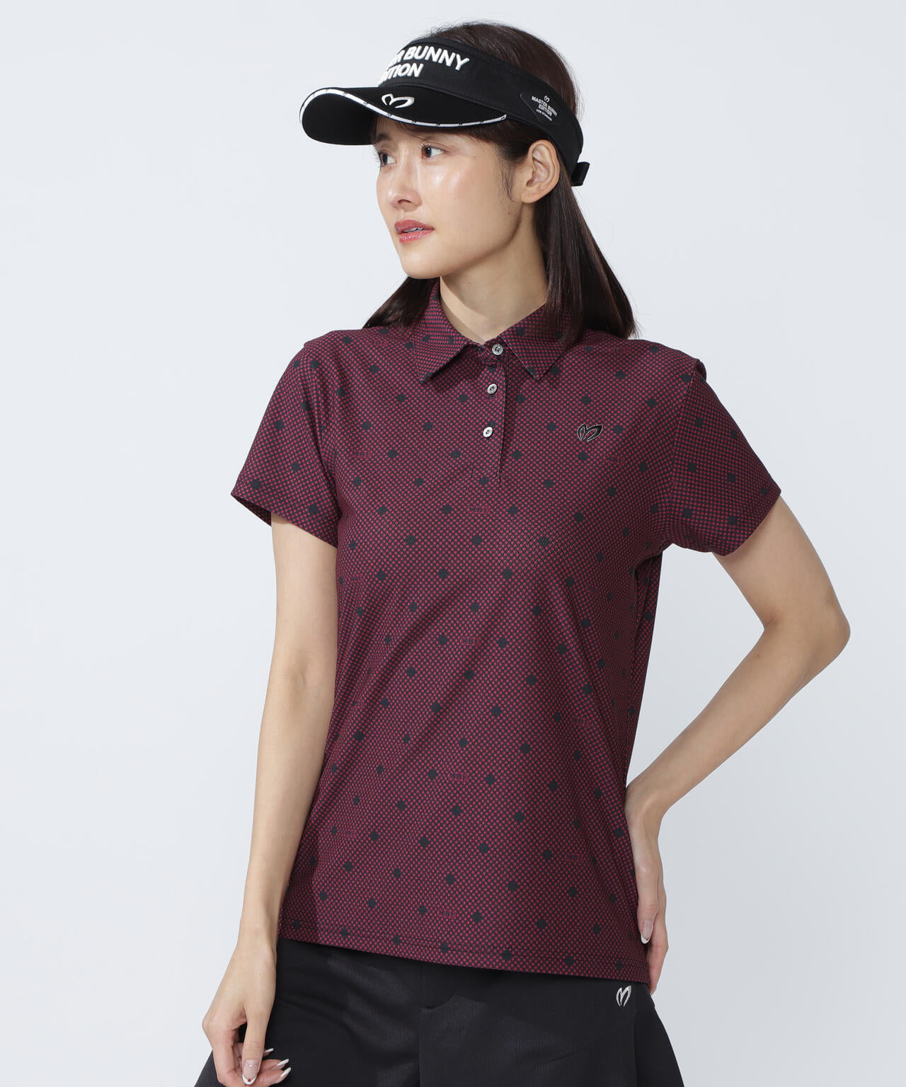 メッシュトリコットプリント半袖ポロシャツ