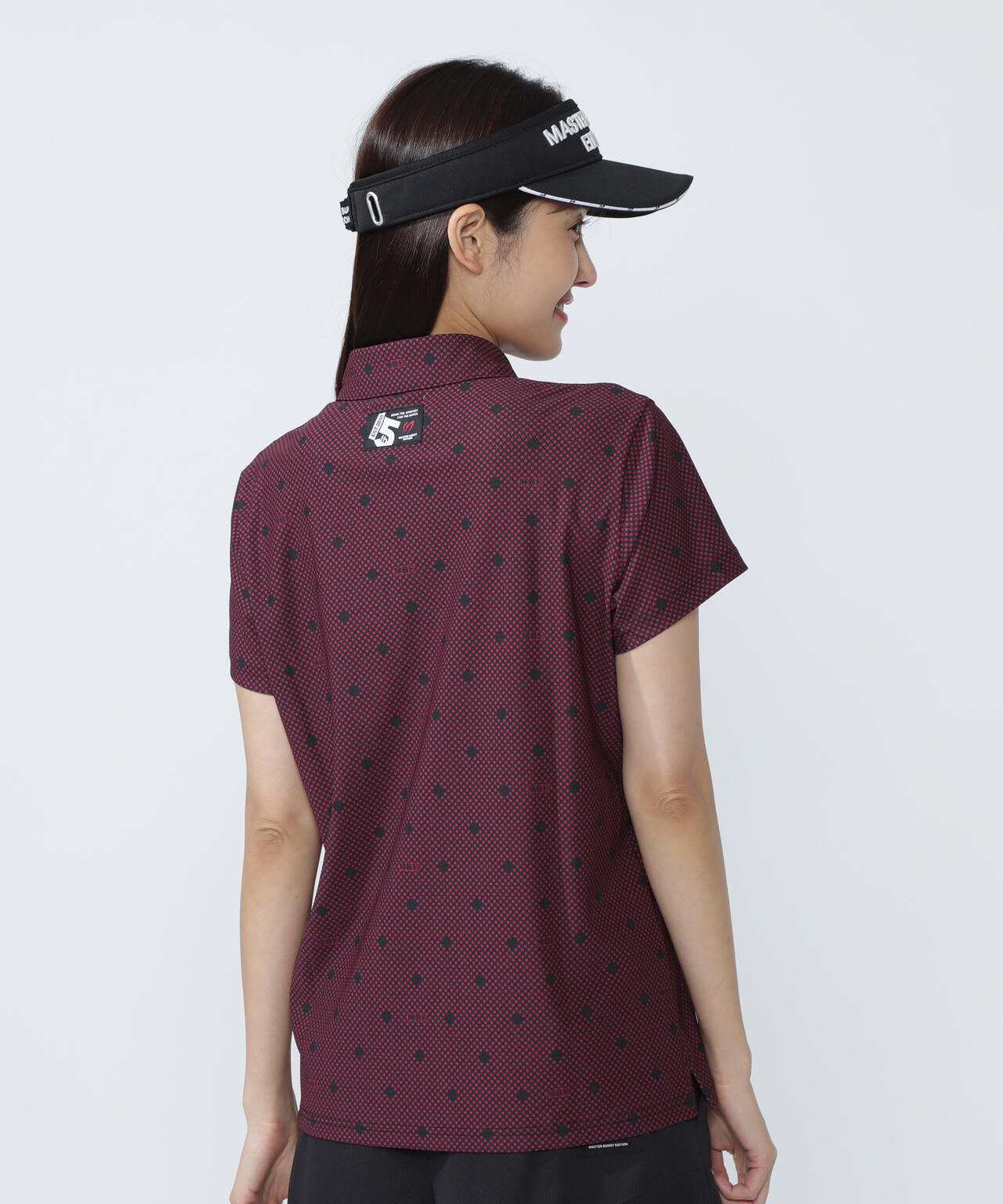 メッシュトリコットプリント半袖ポロシャツ