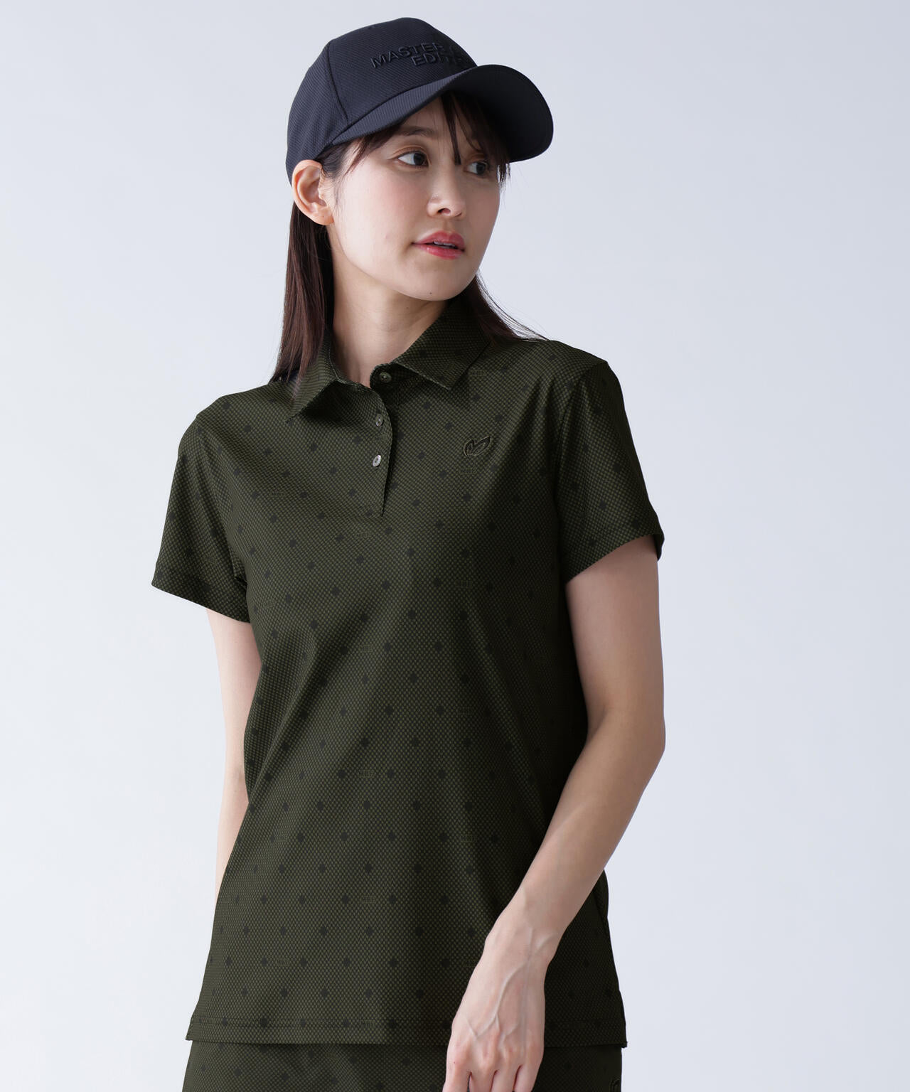 メッシュトリコットプリント半袖ポロシャツ