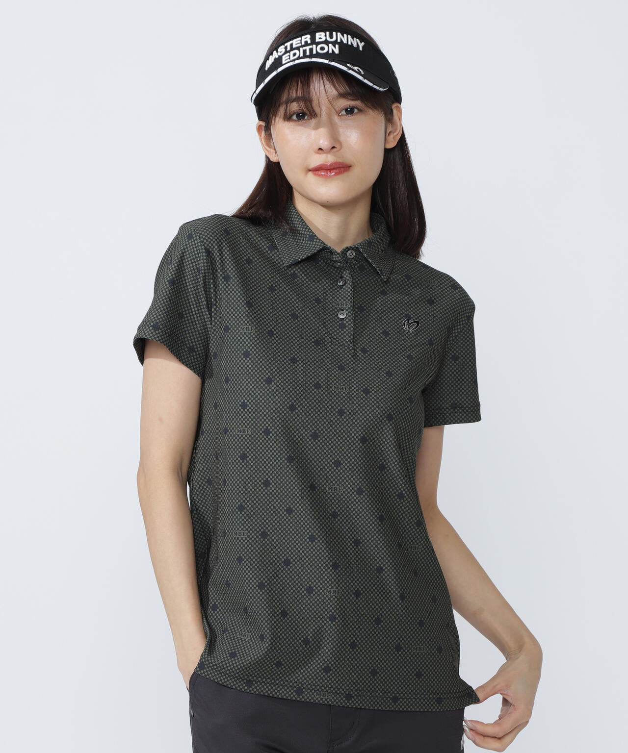 メッシュトリコットプリント半袖ポロシャツ