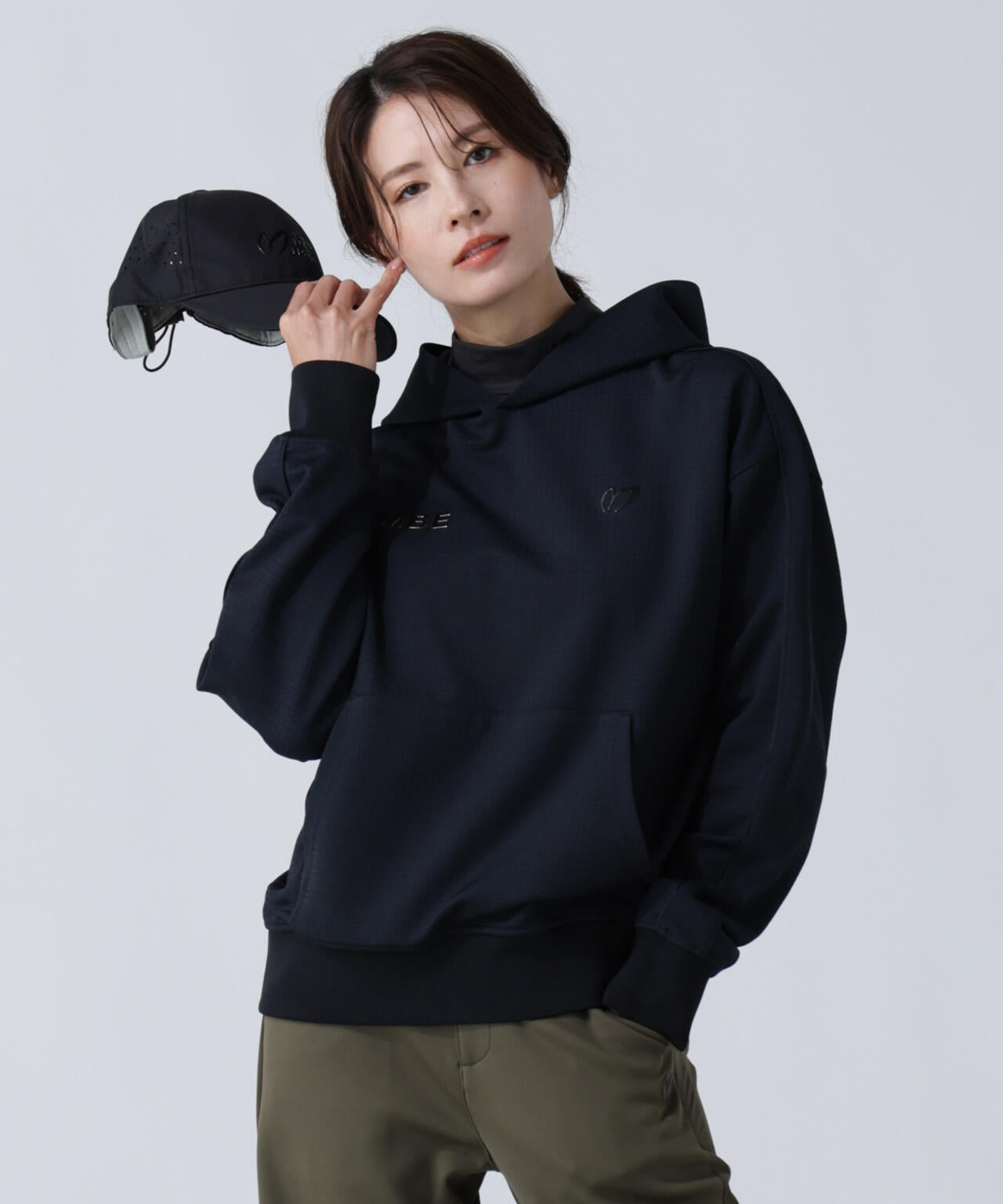 幾何学柄ジャガード フーディプルオーバー