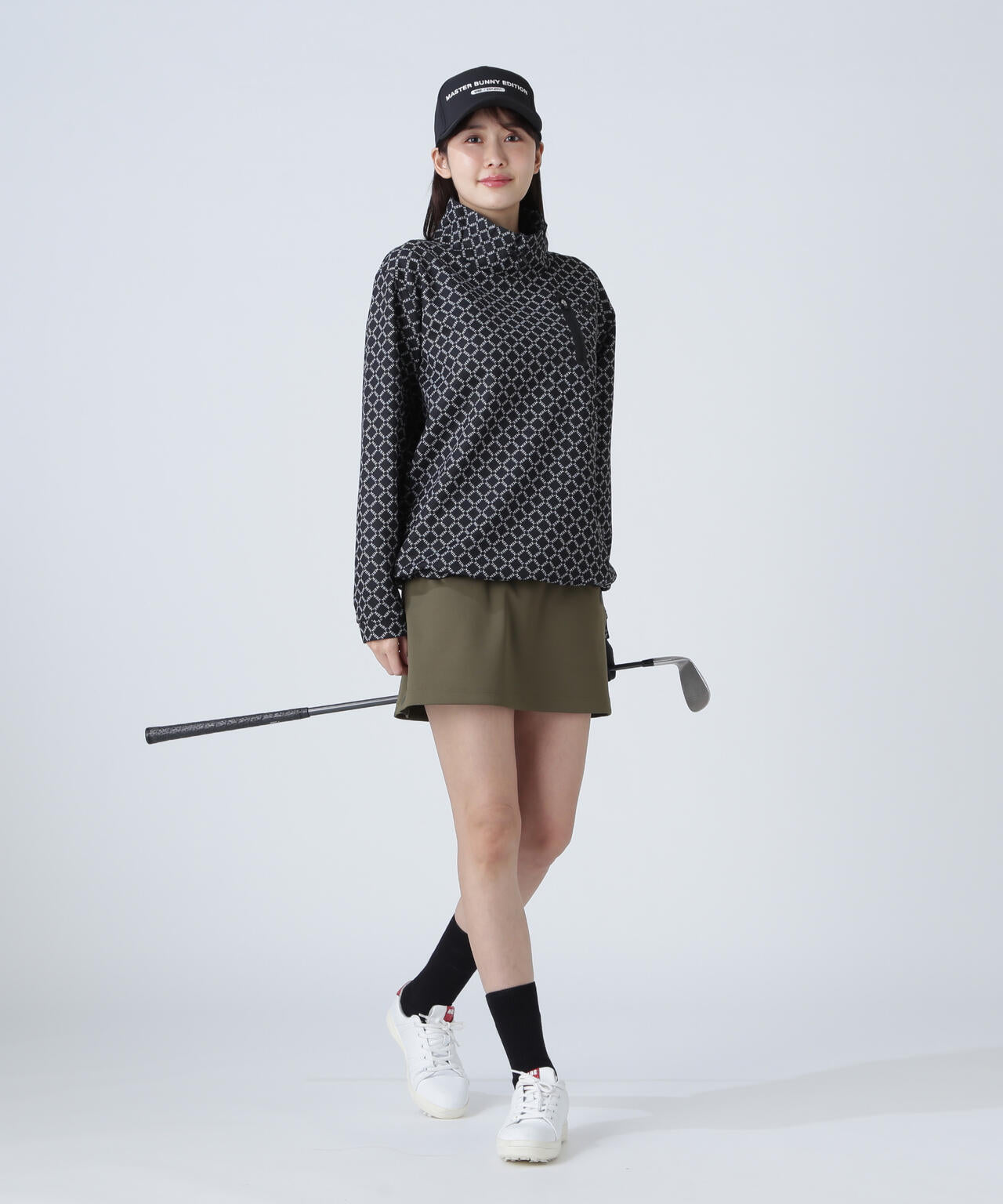 SPXカラミメッシュMBEボックスプリント長袖モックネックカットソー