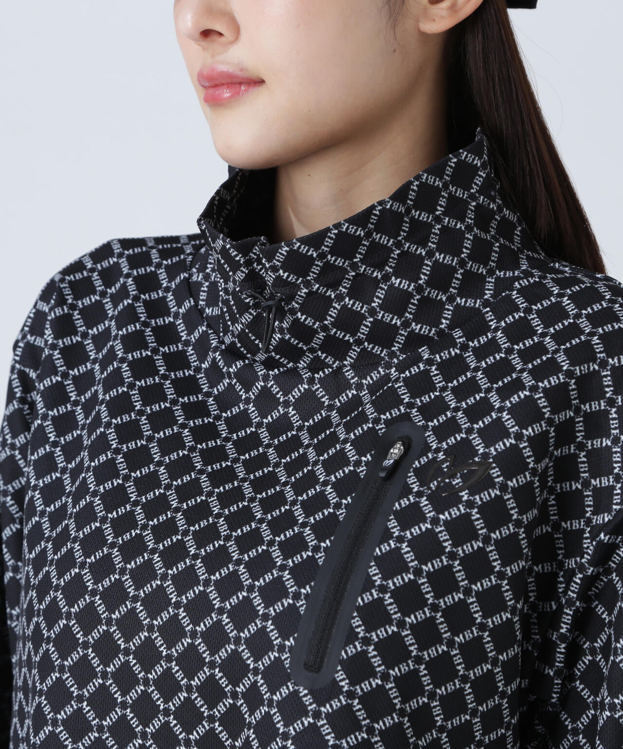 SPXカラミメッシュMBEボックスプリント長袖モックネックカットソー