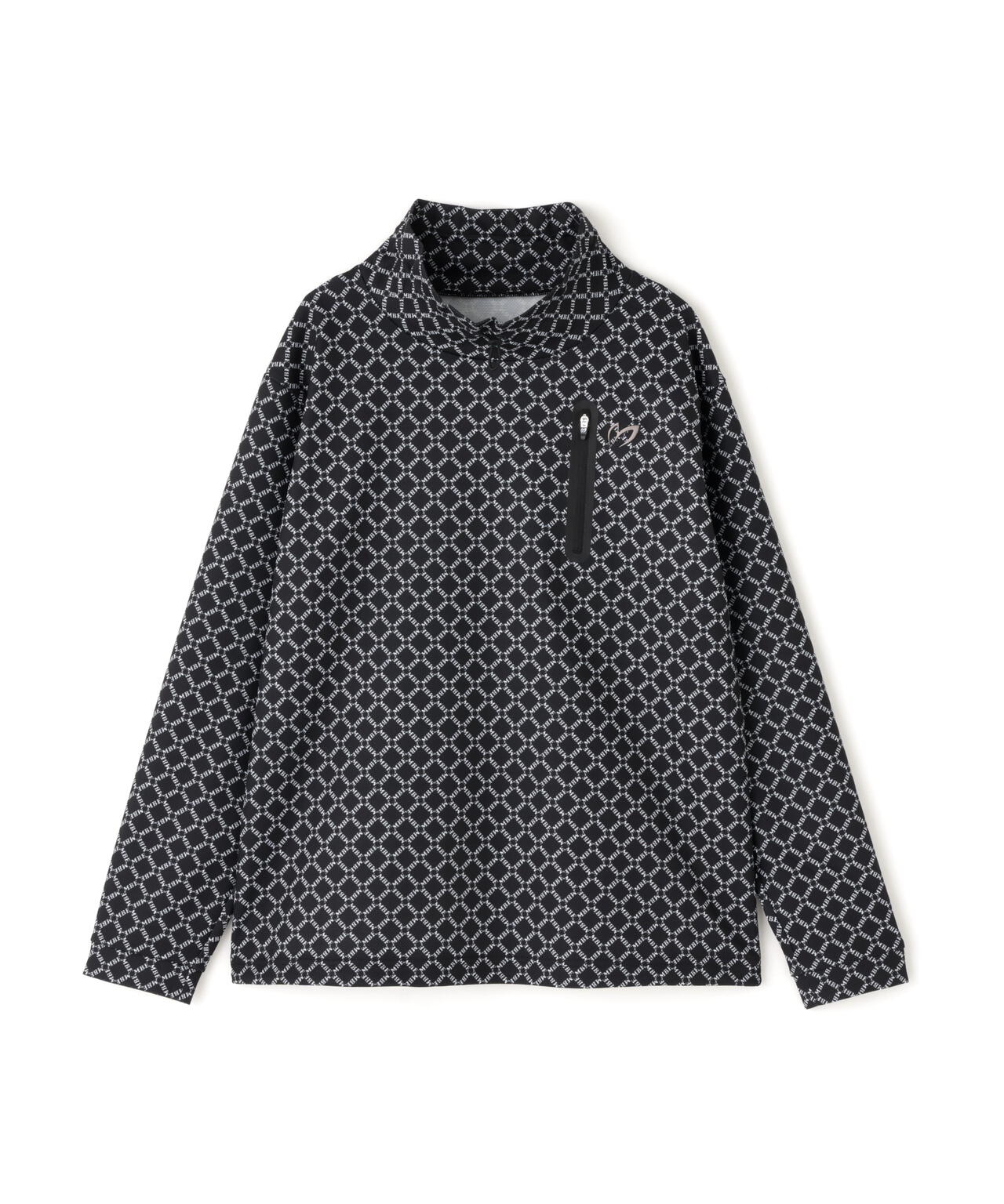 SPXカラミメッシュMBEボックスプリント長袖モックネックカットソー