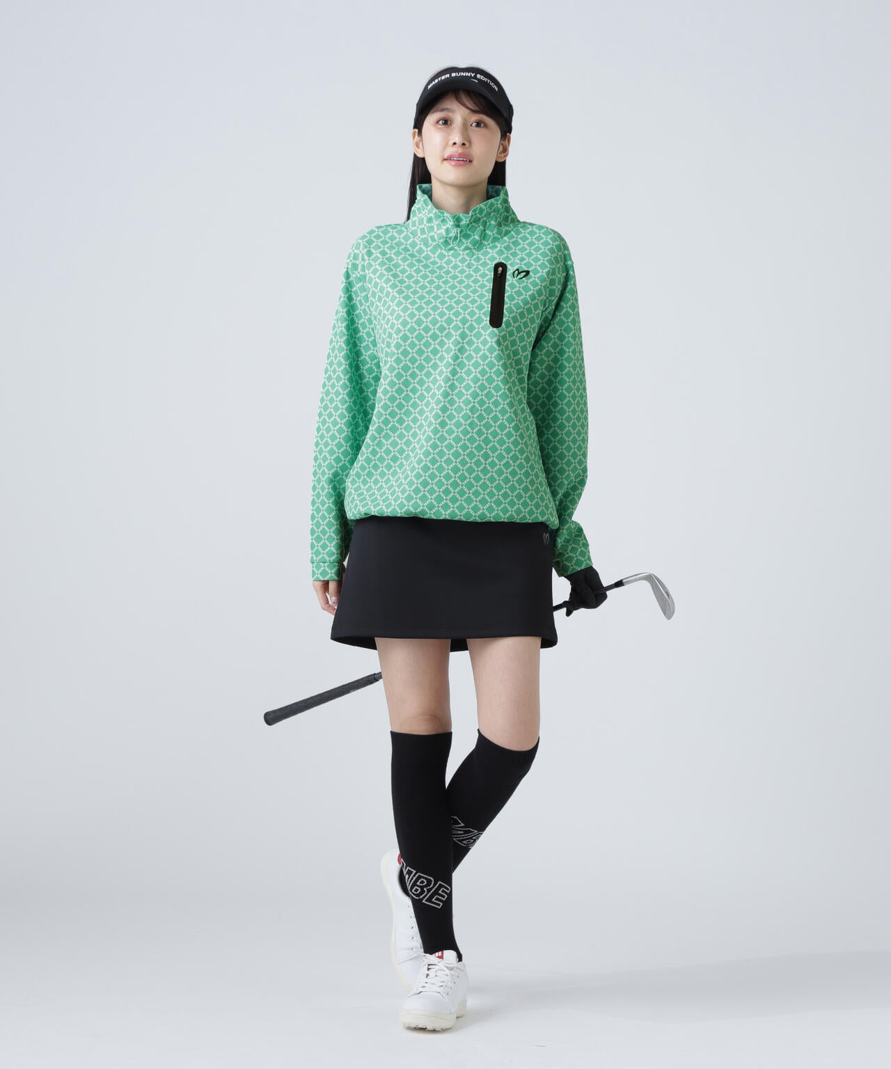 SPXカラミメッシュMBEボックスプリント長袖モックネックカットソー