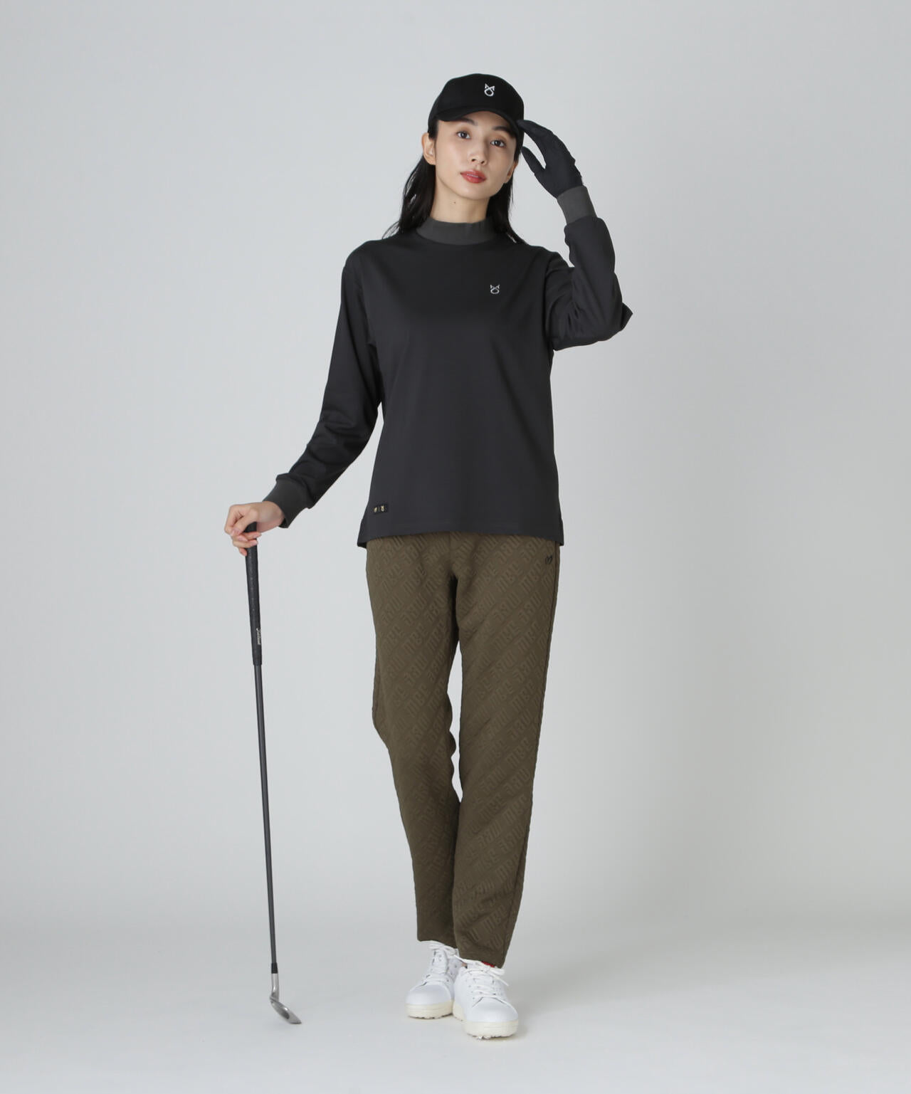 【上田桃子プロコラボカラーあり】Shine Ry/Nyストレッチポンチ長袖ハイネックカットソー