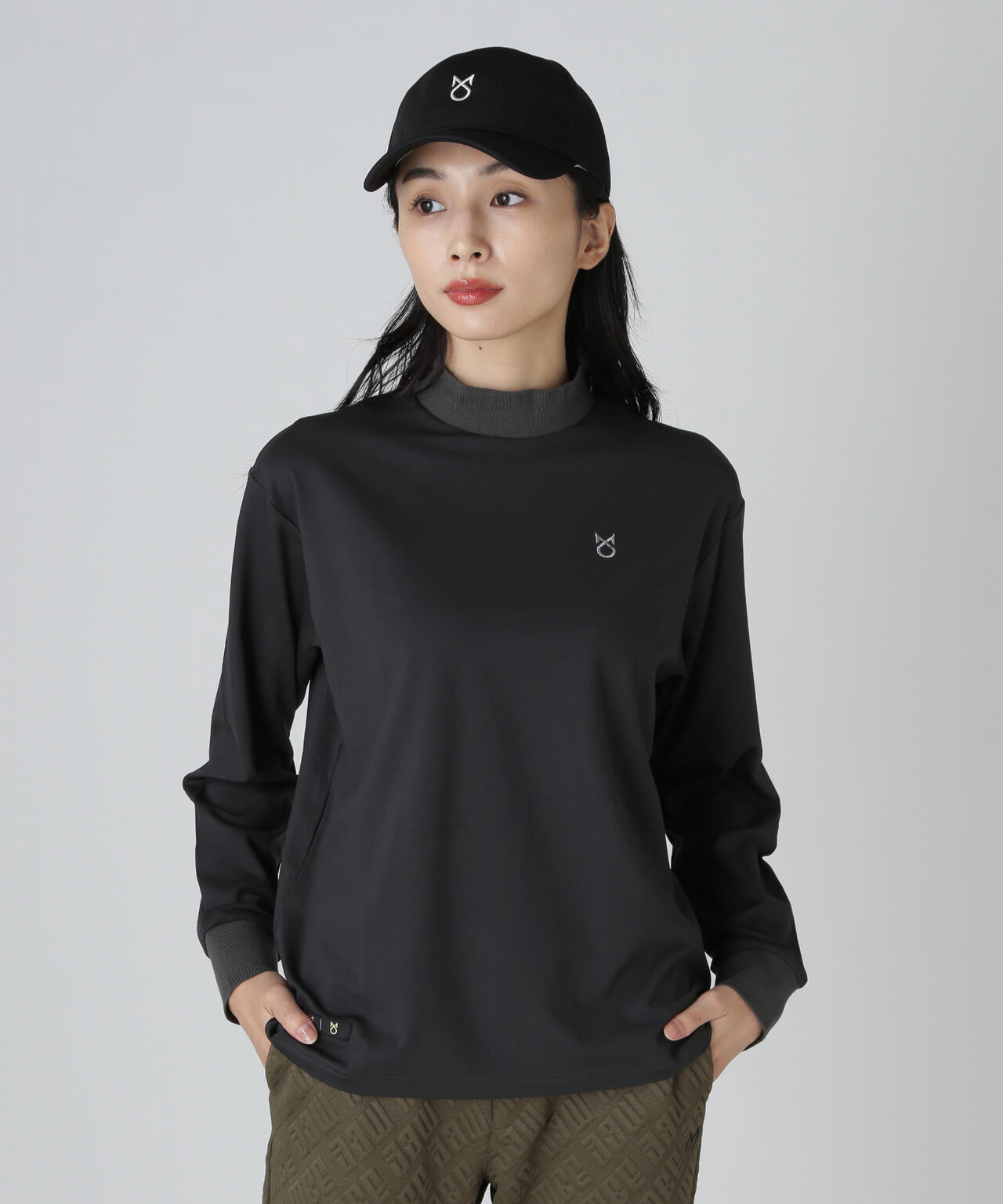 【上田桃子プロコラボカラーあり】Shine Ry/Nyストレッチポンチ長袖ハイネックカットソー