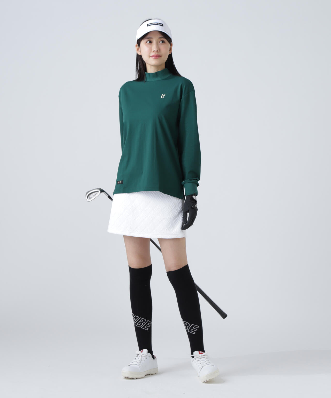 【上田桃子プロコラボカラーあり】Shine Ry/Nyストレッチポンチ長袖ハイネックカットソー