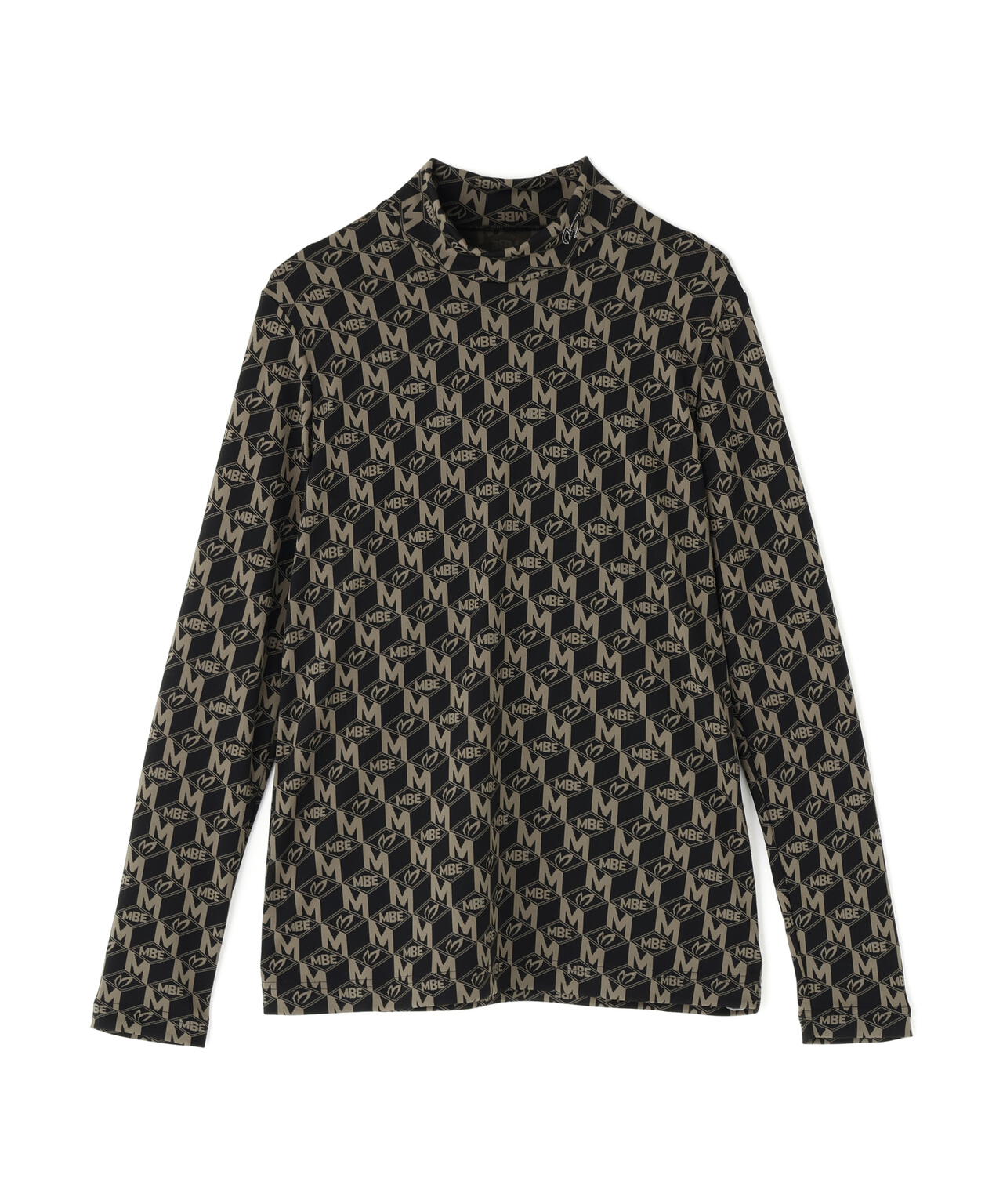 エコブルーMキューブジャガード長袖ハイネックカットソー