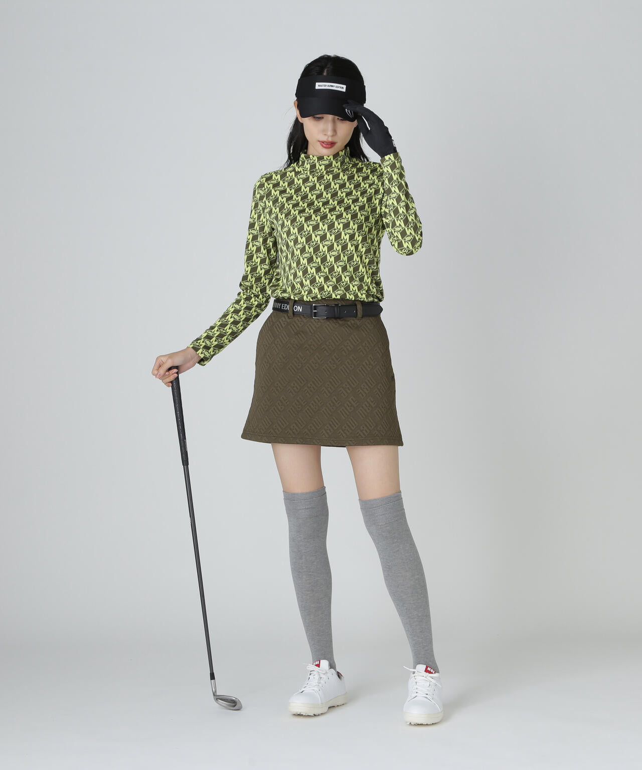 エコブルーMキューブジャガード長袖ハイネックカットソー